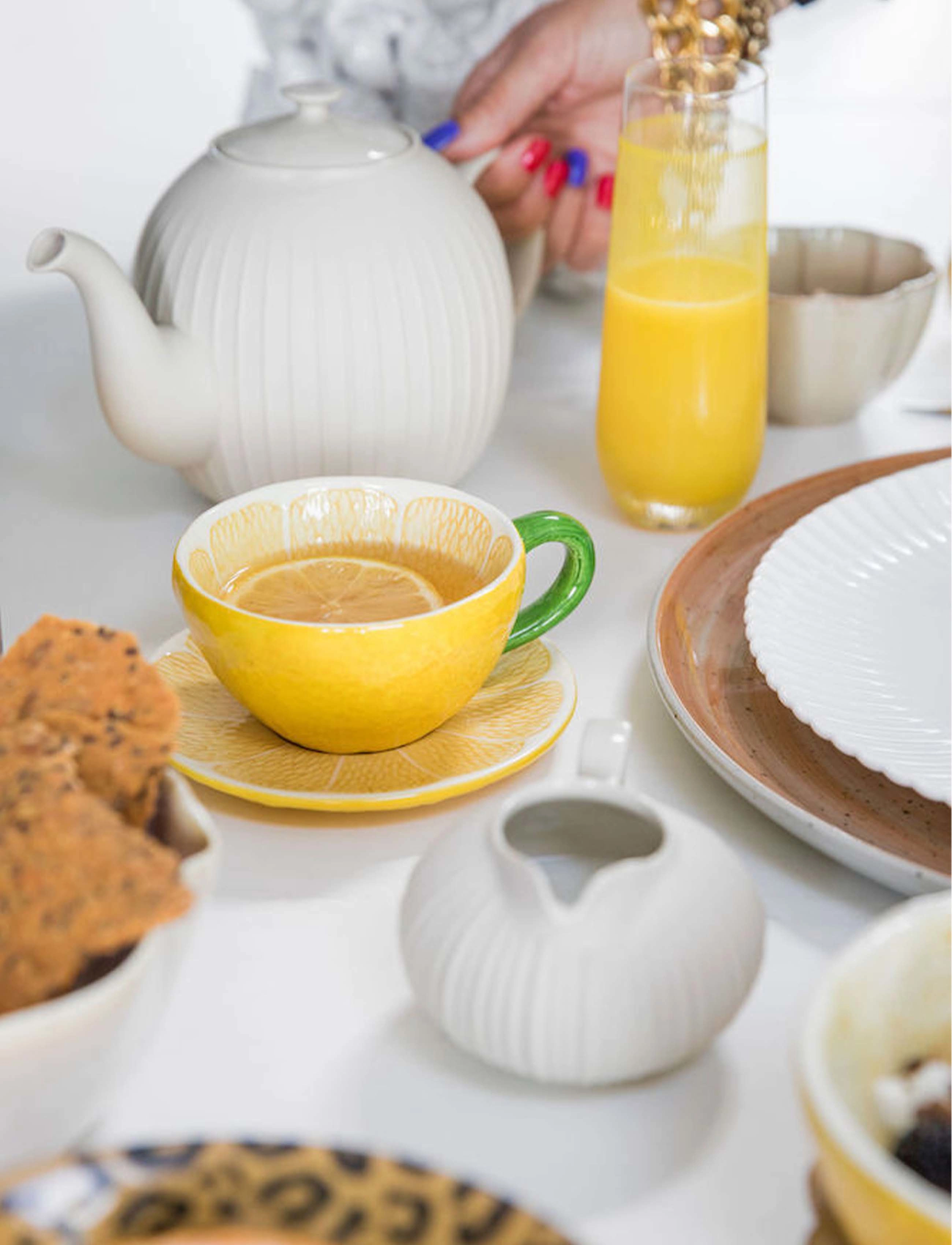 Byon Cup And Plate Lemon, 13.5X10X6 cm, Cups & Mugs, Gelb - Coffee Cups, Homeware