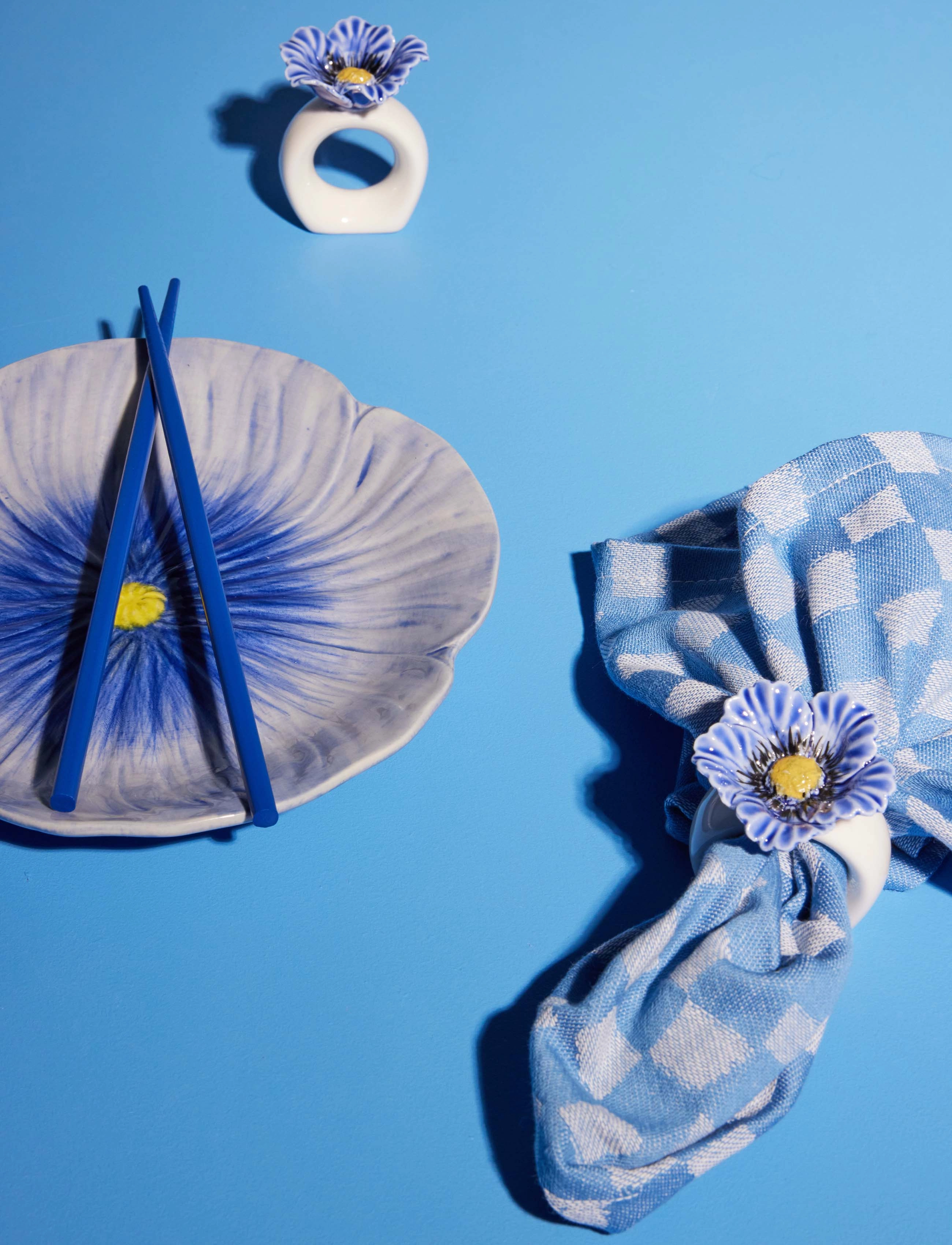 Byon Servietring Poppy, 2-Pak, One Size, Dining & Table Accessories, Blau - Napkin Rings Holders, Homeware