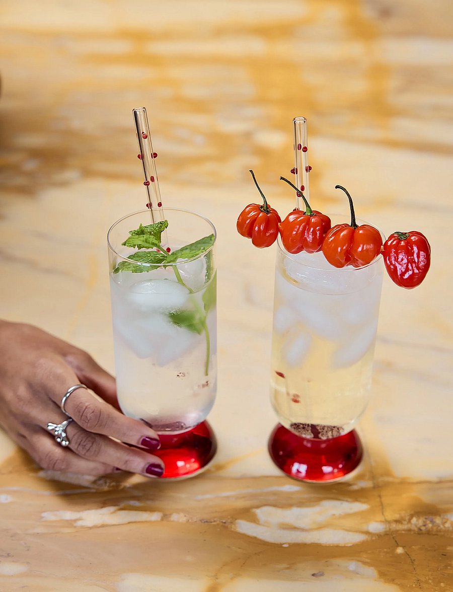 Byon - High ball glass Spice 2pcs/set - cocktail & longdrinkgläser - clear/red - 0