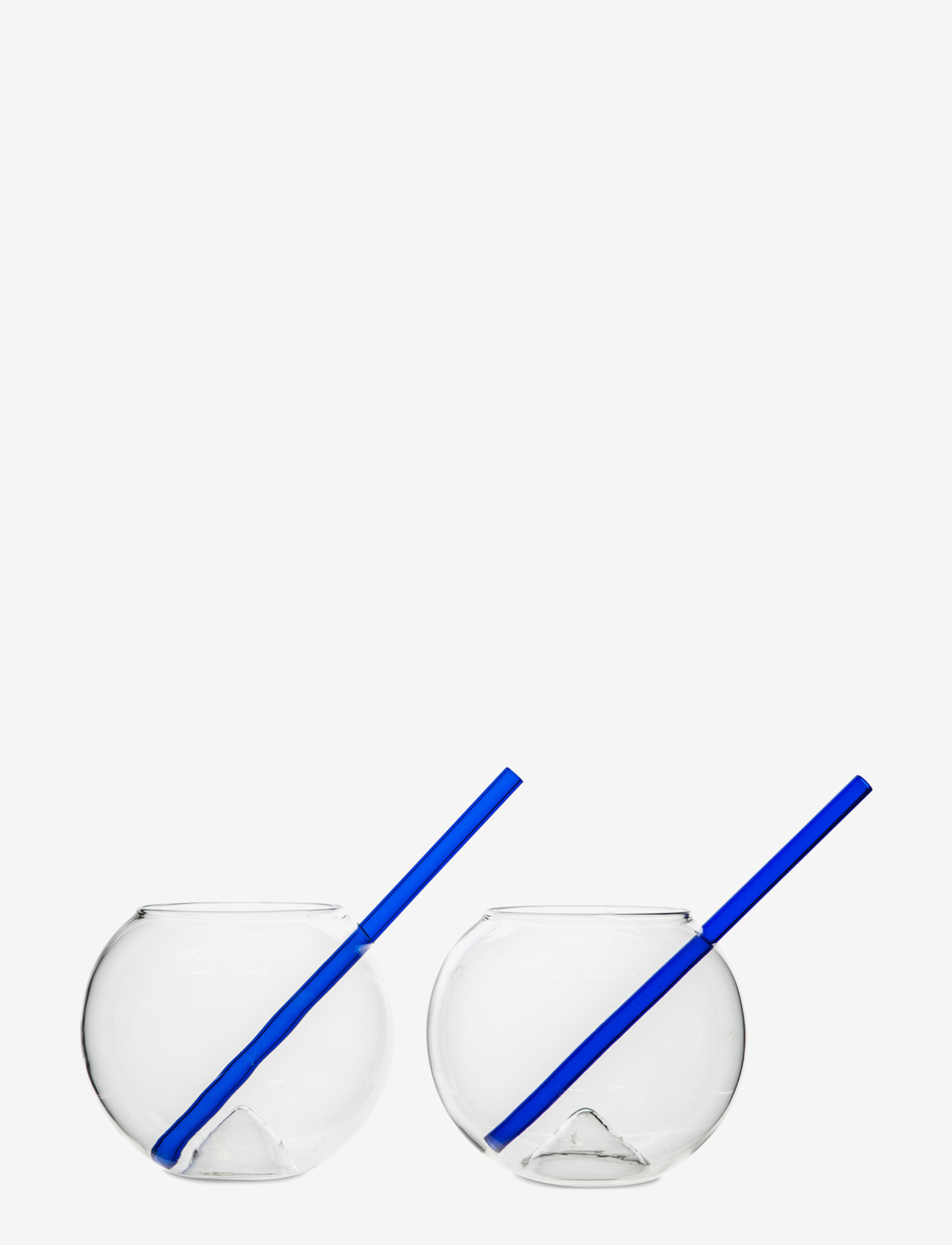 Glass with straw Magaluf 2-pack - CLEAR/BLUE