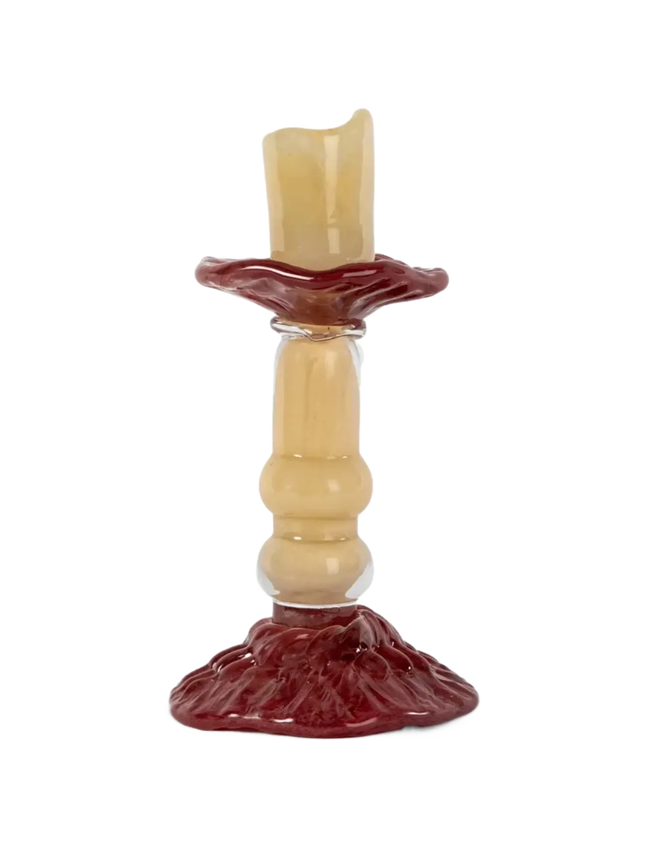 Byon Candlestick Lara S - Lysestager & Fyrfadsstager - BEIGE/BORDEAUX / burgundy
