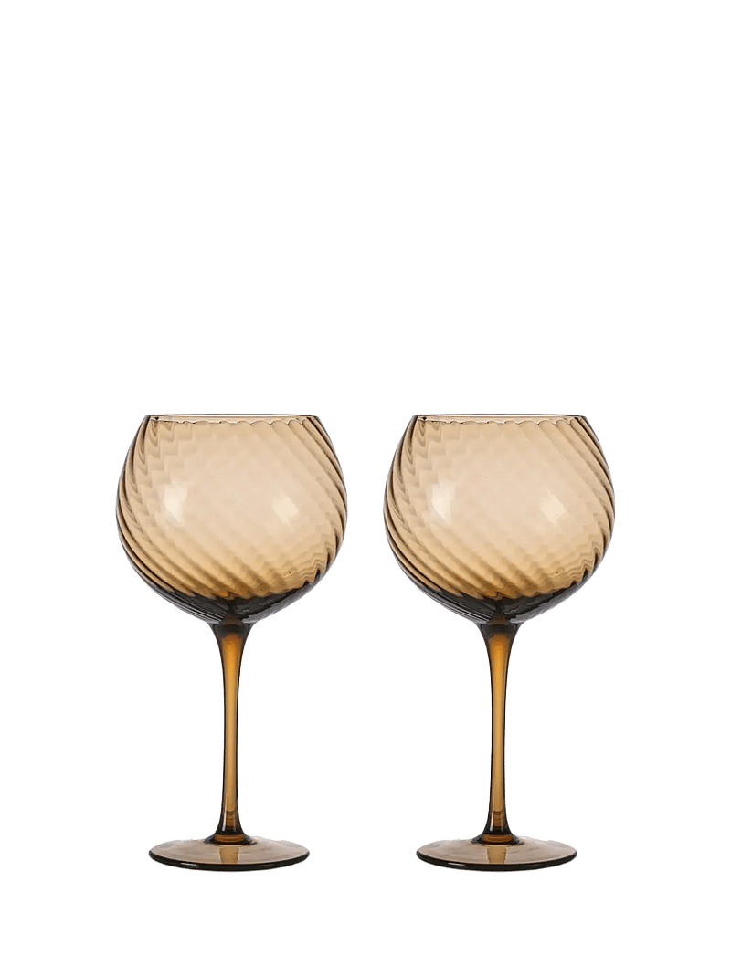 Byon - Wine glass Opacity 2pcs/set - hvidvinsglas - brown - 0
