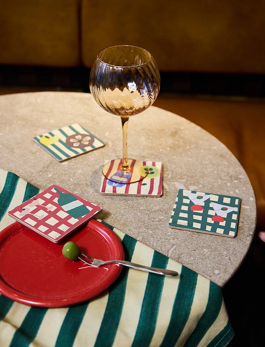 Byon - Coaster Sera 4pcs/set - glasuntersetzer - green/red - 0