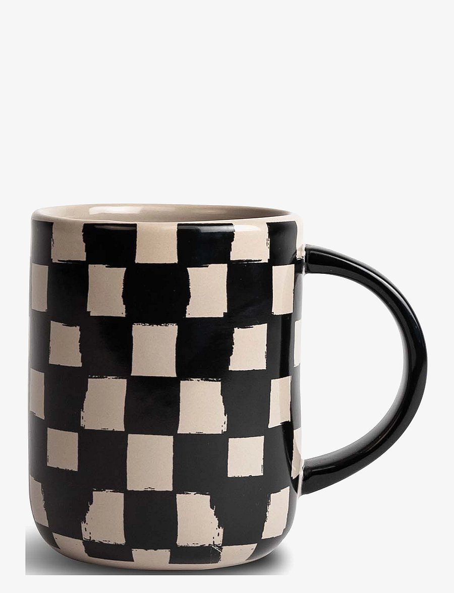 Byon - Mug Liz check Black/beige - kaffetassen - svart/beige - 1