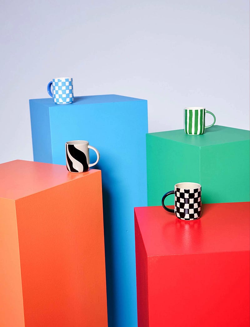 Byon - Mug Liz check Blue/white - kohvitassid - blÅ/vit - 0