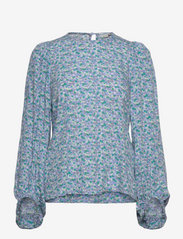 bzr - Drew Doha shirt - long sleeved blouses - blue print - 0