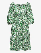 Flow Bardotta dress - MING GREEN PRINT