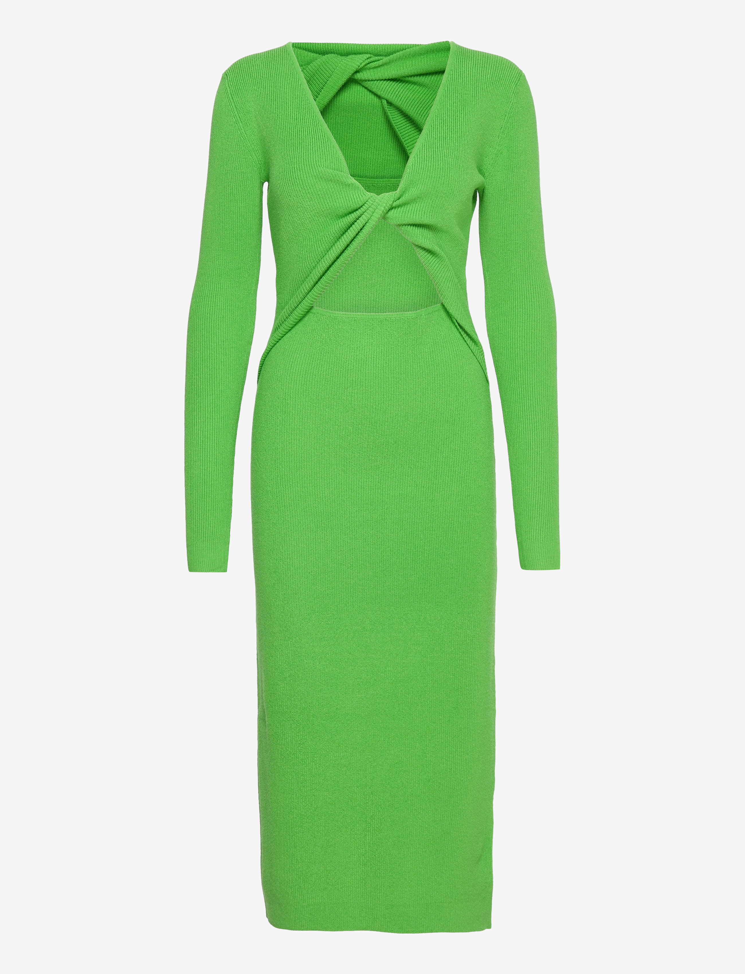 bzr Lela Jenner Dress, Kvinder, Strikket Kjole Med Snoet Front Og Udskæring, Grøn, Str: M