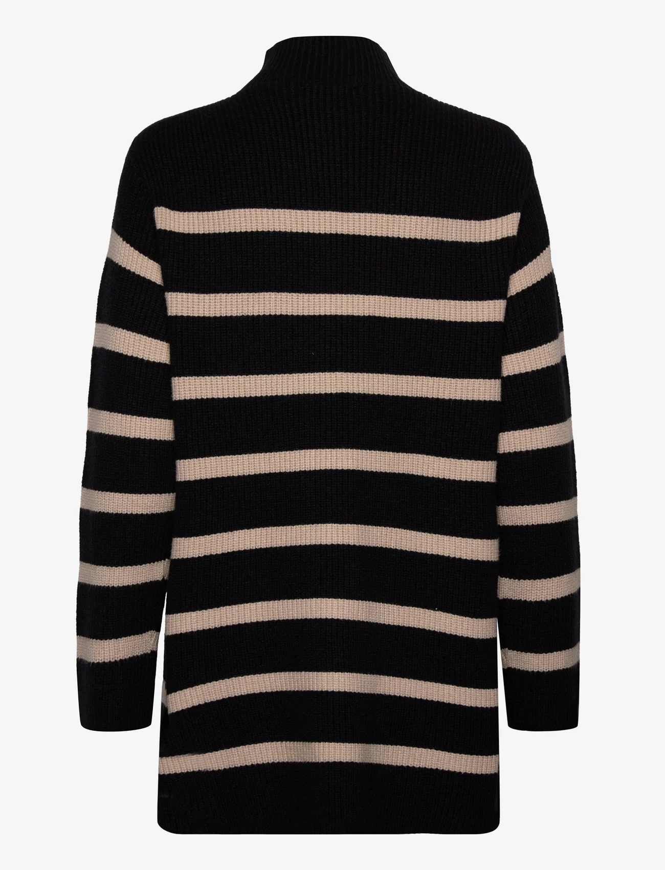 bzr - DaytonaBZKylie knit - rullekraver - black w. sand stripe - 1