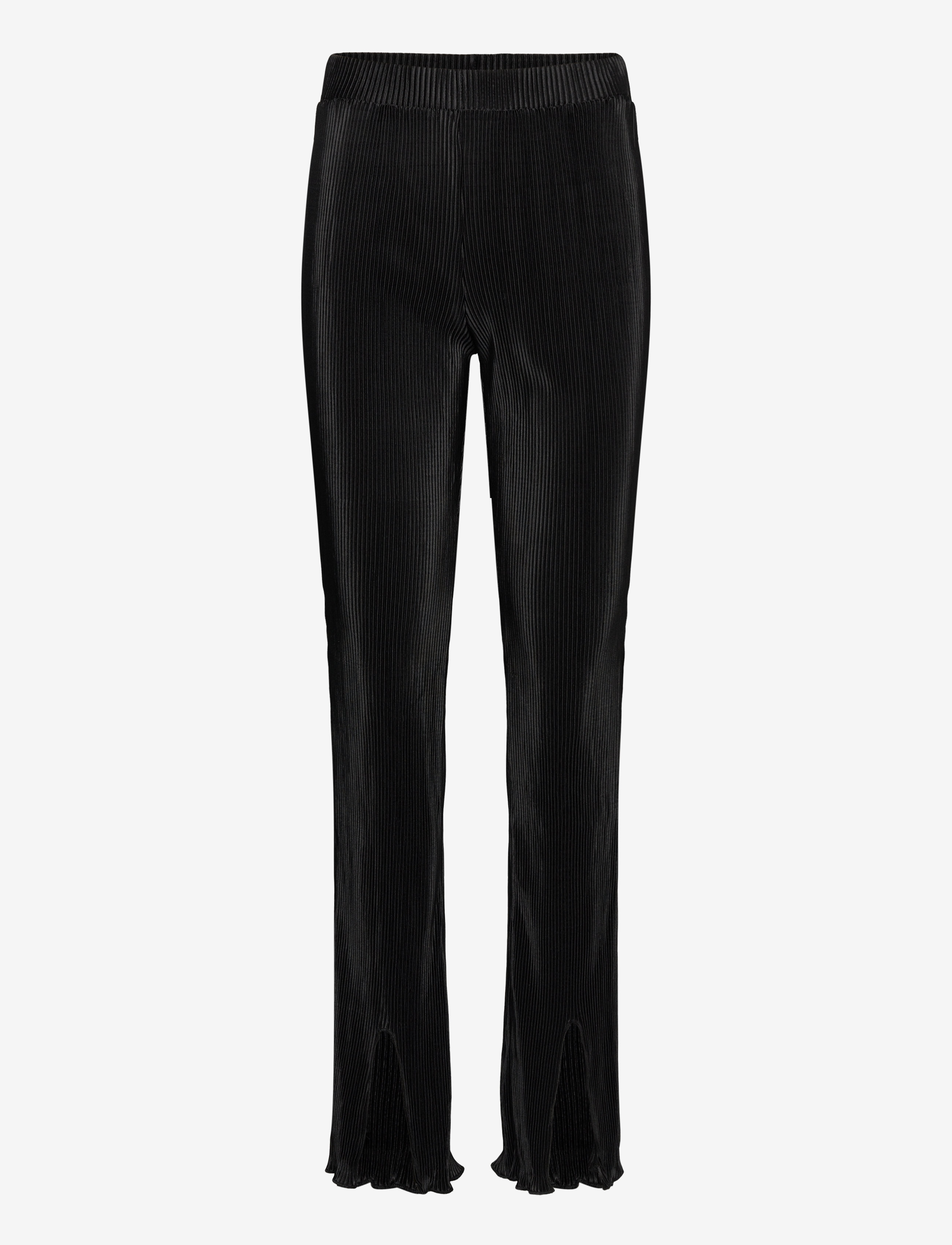 bzr - Pleata Slit pants - bukser med lige ben - black - 0