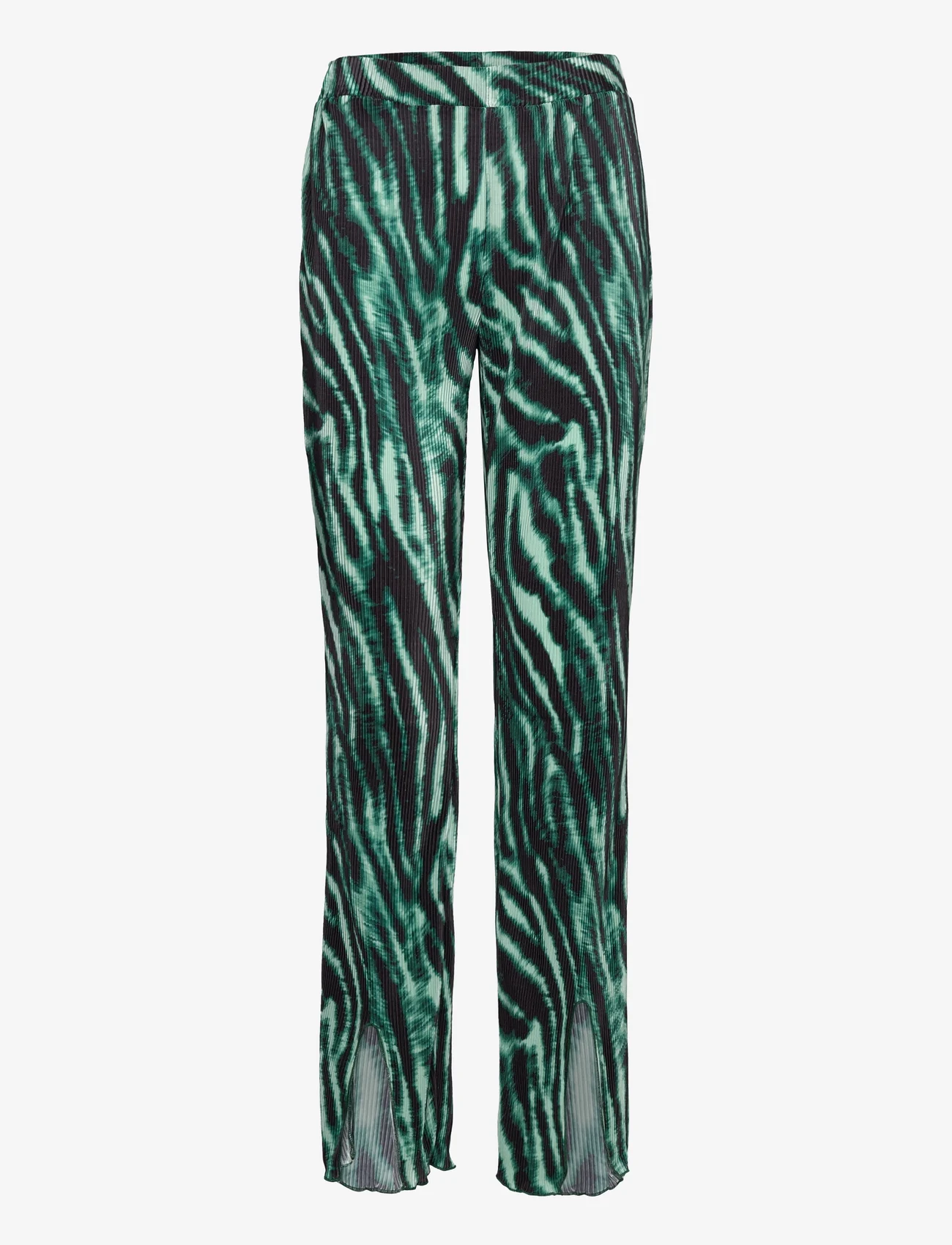 bzr - Pleata Slit pants - bukser med lige ben - teal green - 0