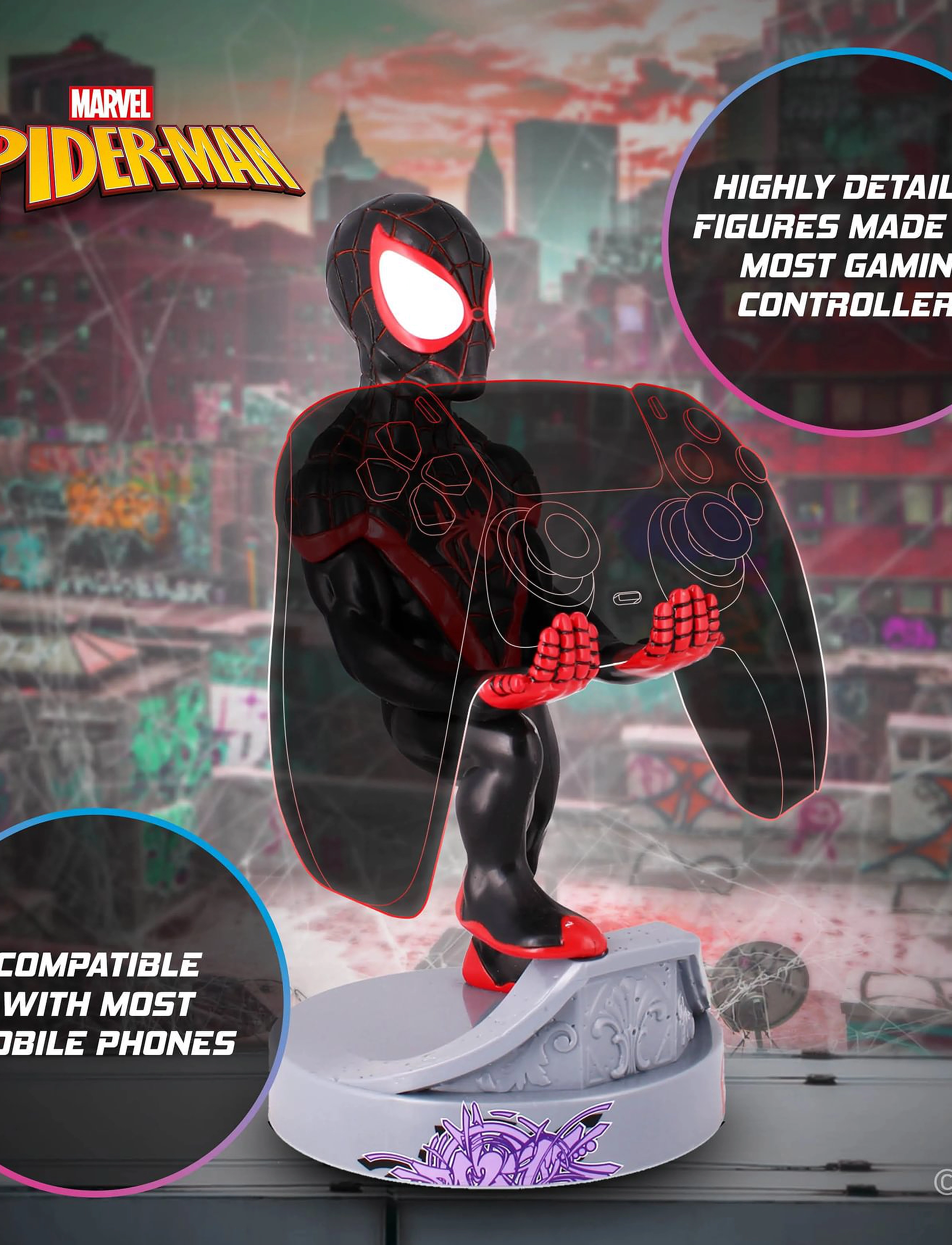 Spider-man Cable Guys Miles Morales Spiderman- Mobil And Consol Holder, H:22 cm, Kids Decor, Mehrfarbig/gemustert - Decoration Accessories-details, Ki