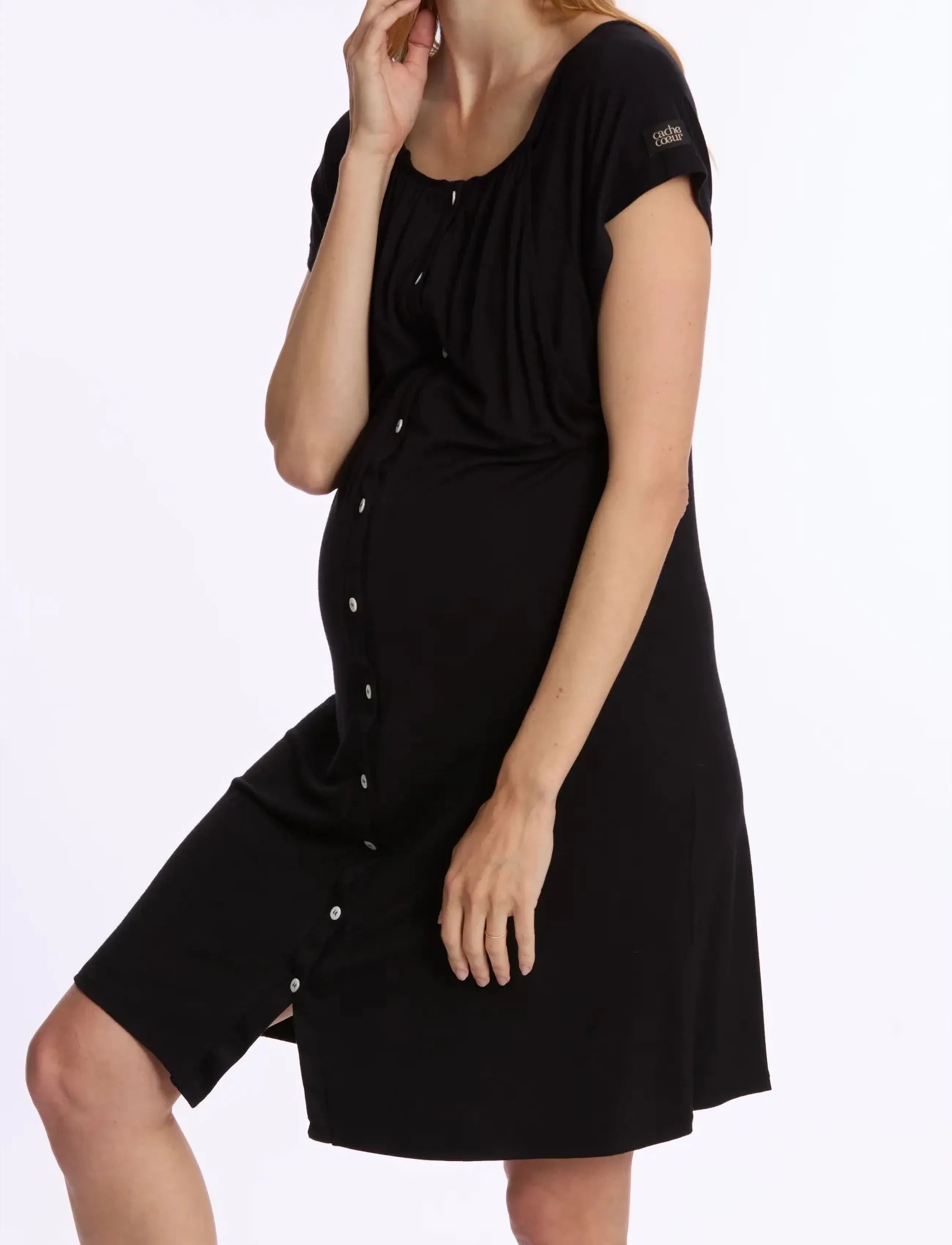 Cache Coeur - Maternity and nursing nightdress Louna - undertøj - black - 4