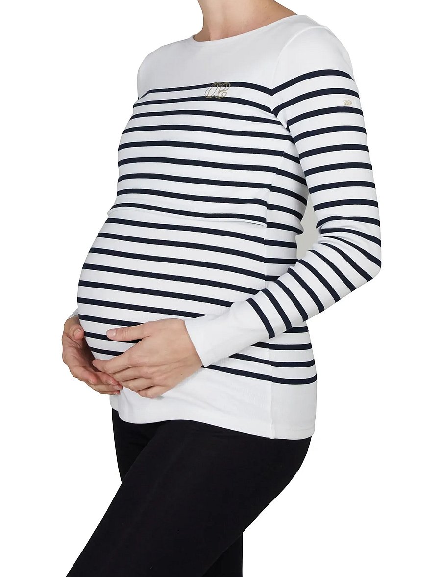 Cache Coeur - MATERNITY AND BREASTFEEDING SAILOR SHIRT BENODET - white/navy - 0