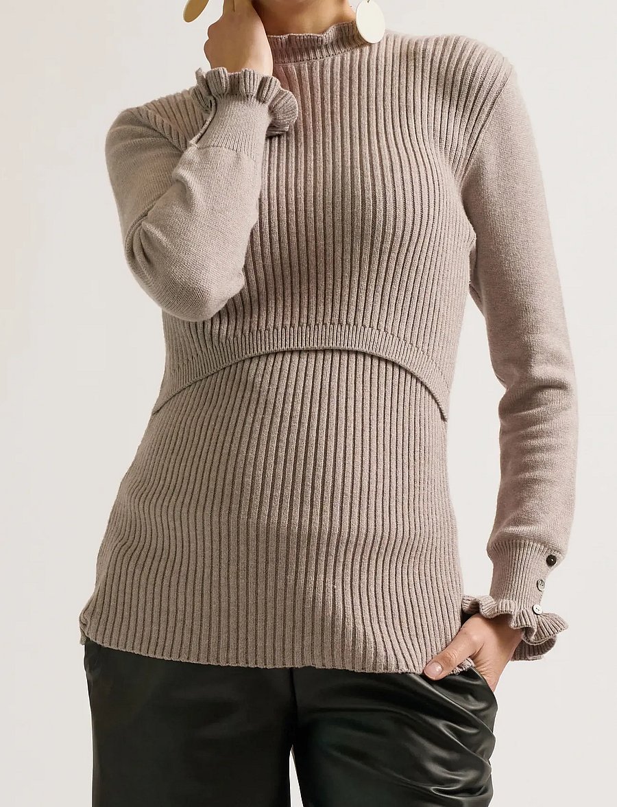Cache Coeur - MATERNITY AND BREASTFEEDING SWEATER DOROTHEE - oberteile - taupe - 0