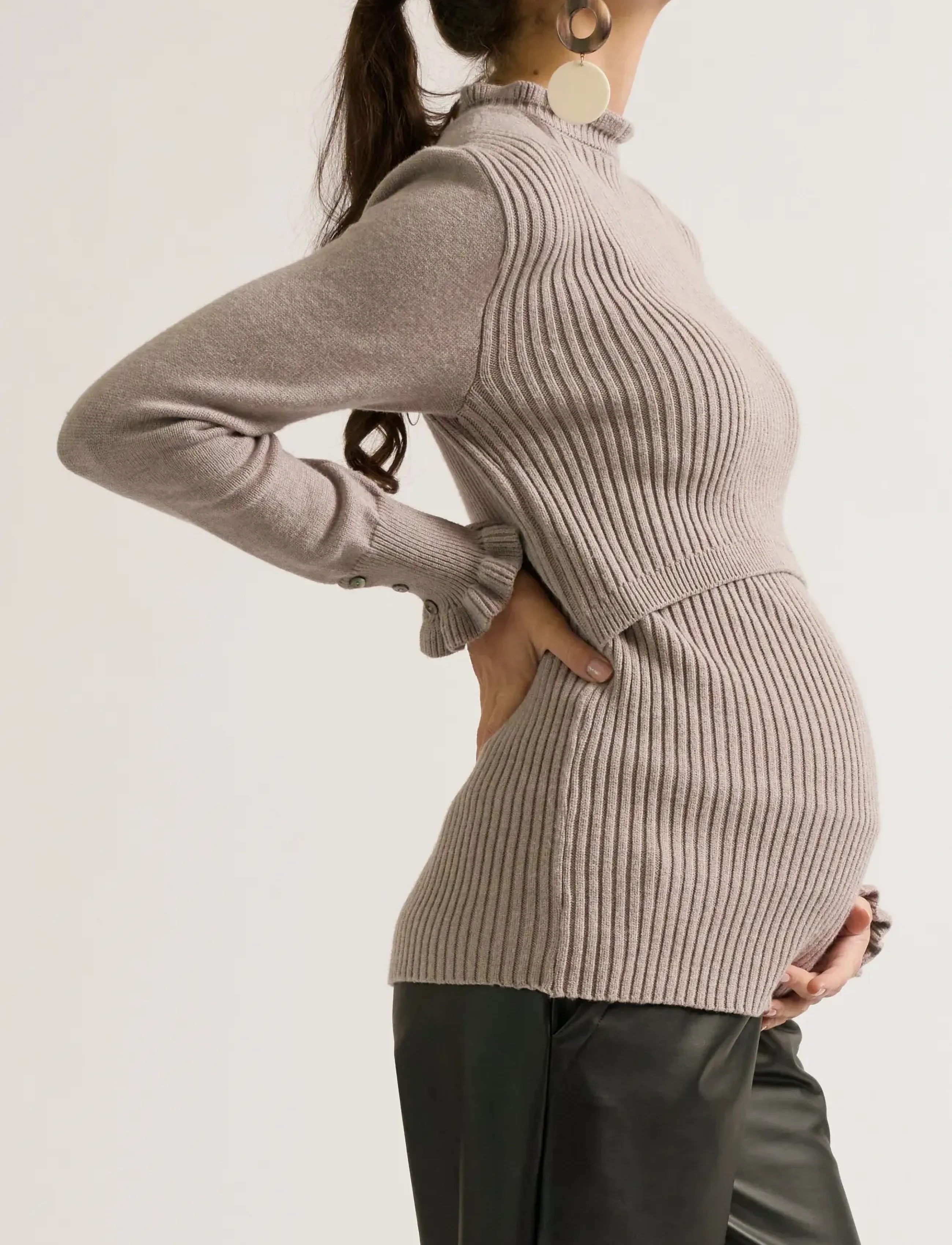 Cache Coeur - MATERNITY AND BREASTFEEDING SWEATER DOROTHEE - oberteile - taupe - 5