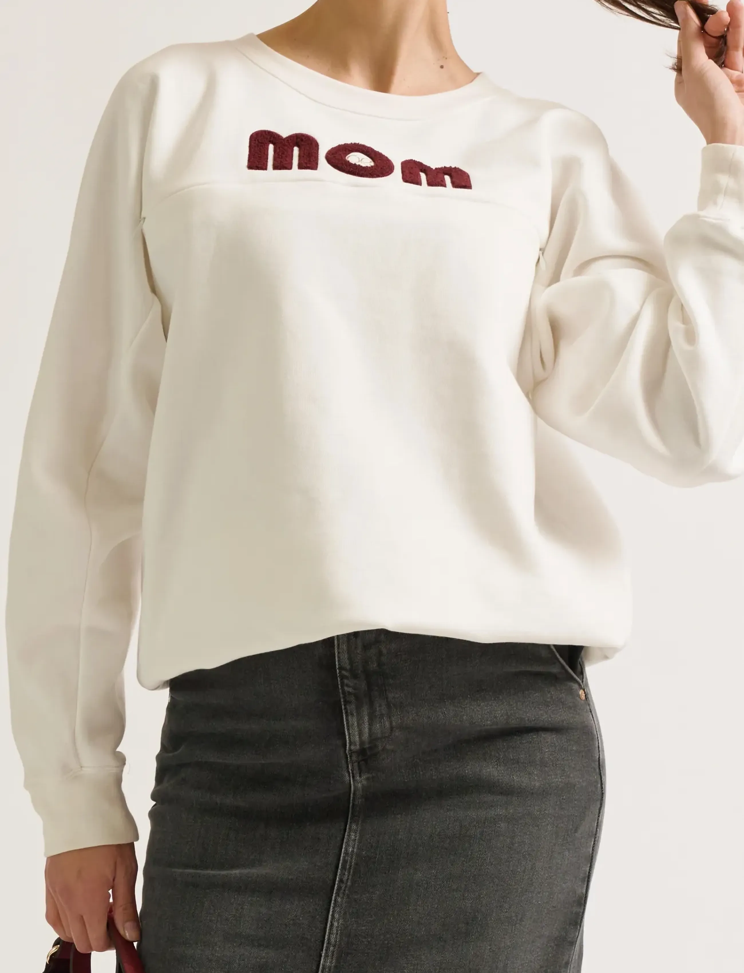 Cache Coeur Maternity And Nursing American Sweater Fleece Mom, L, Sweatshirts & Hoodies, Creme - Sweatshirts, Frauen