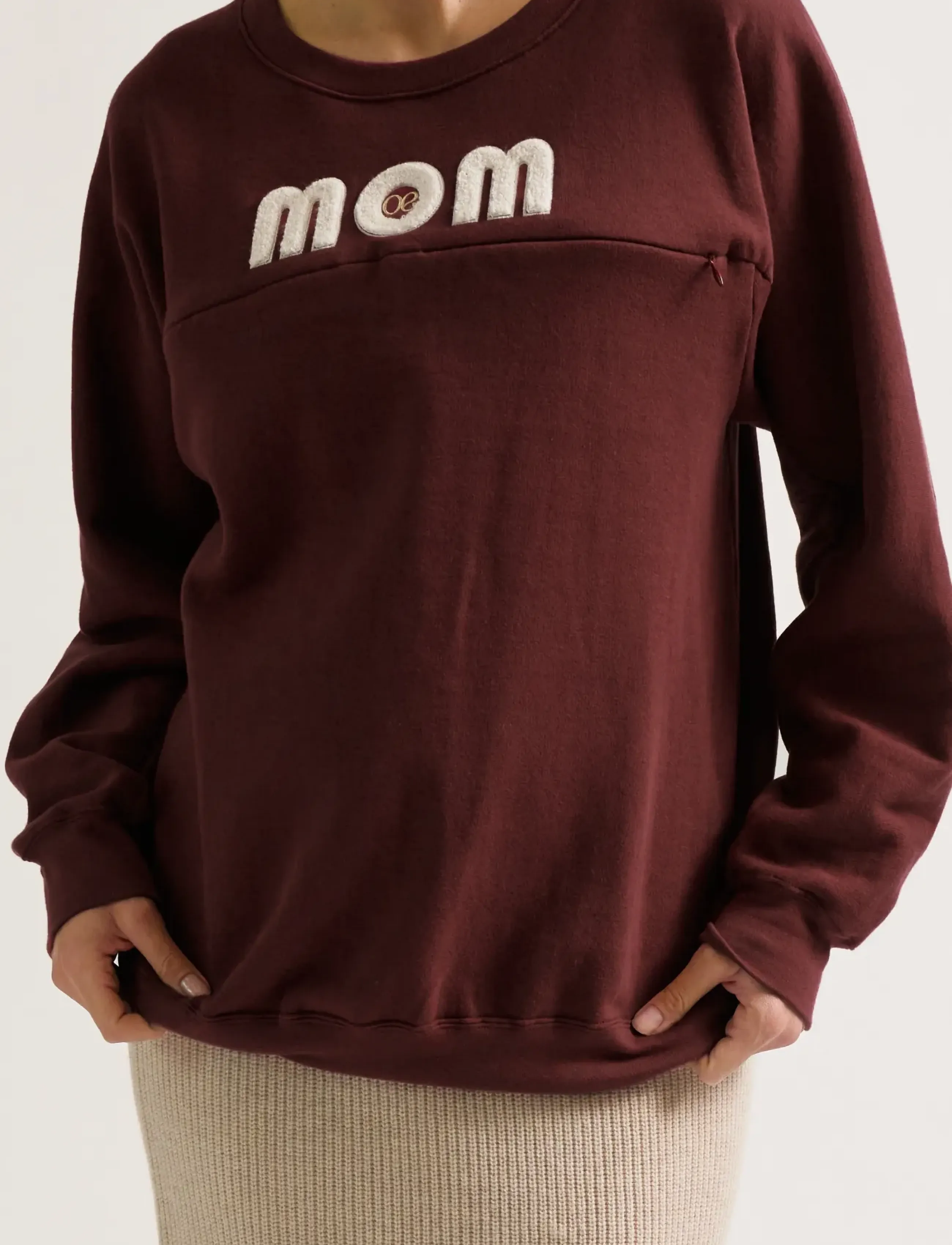 Cache Coeur Maternity And Nursing American Sweater Fleece Mom, M, Sweatshirts & Hoodies, Burgunderrot - Sweatshirts, Frauen
