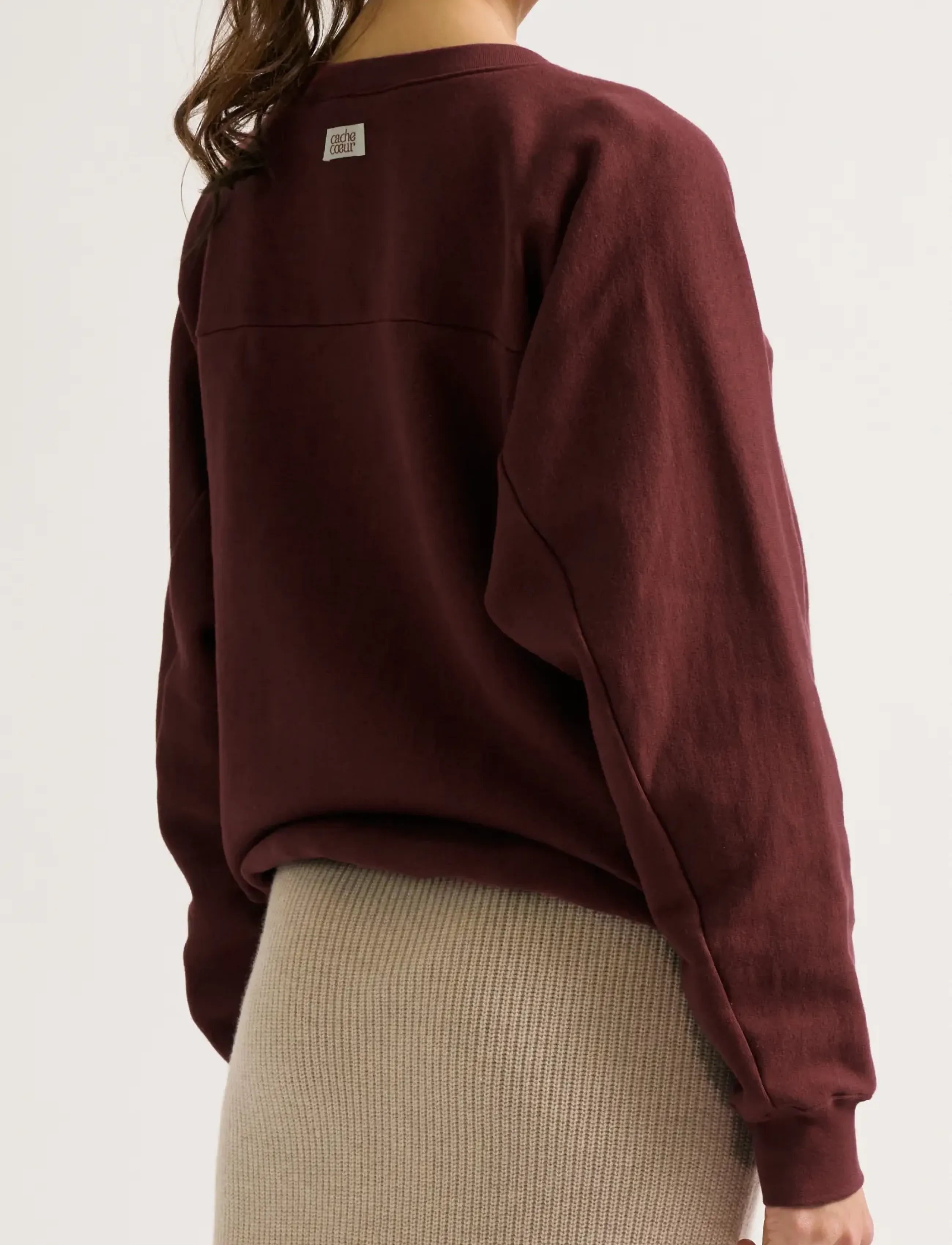 Cache Coeur - Maternity and nursing American Sweater Fleece MOM - overdele - plum - 3
