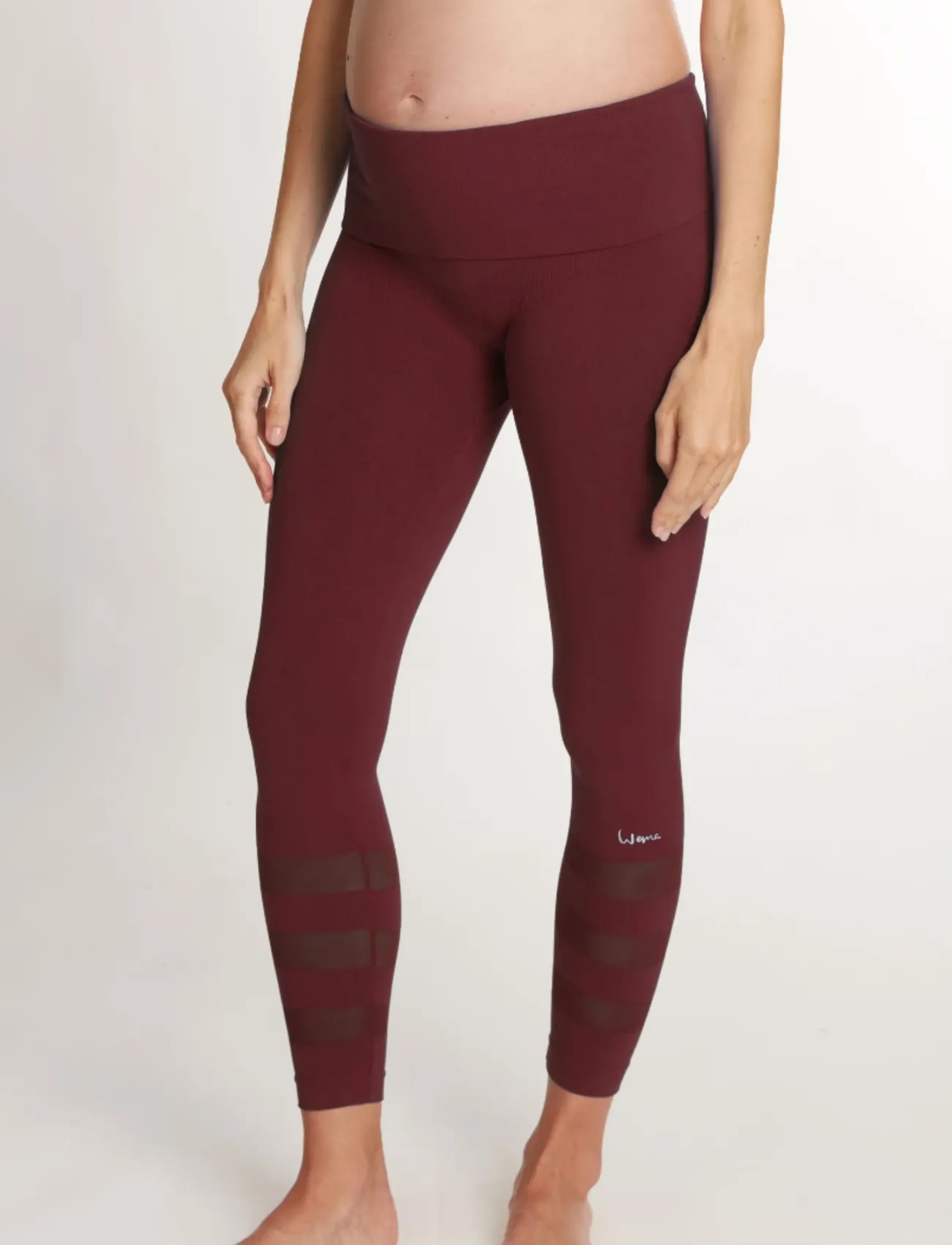 Cache Coeur Maternity Leggings Sport Woma, Højtaljede Maternity Sports Mesh Leggings, Bordeaux, Str: L Regular
