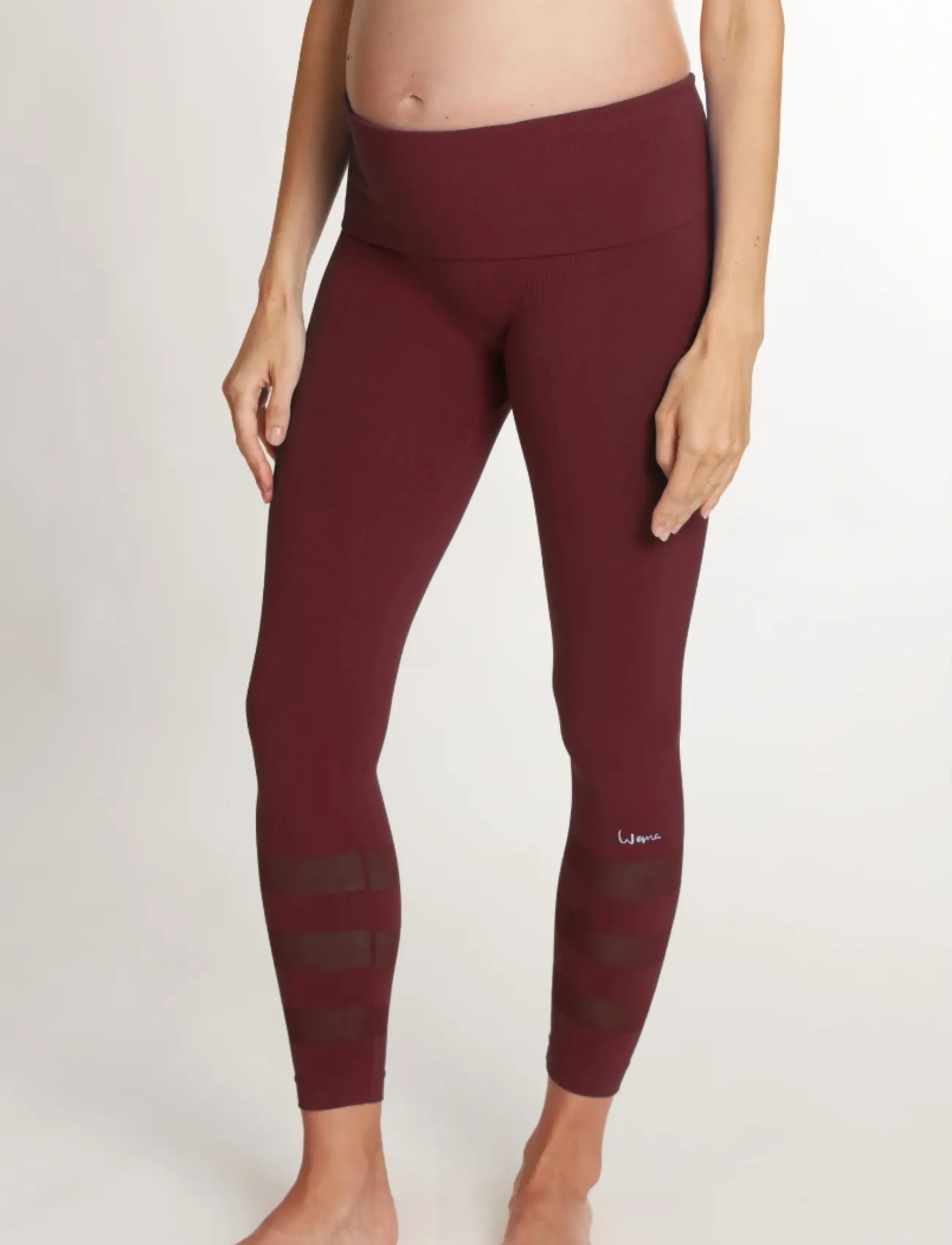 Cache Coeur Maternity Leggings Sport Woma, Højtaljede Maternity Sports Mesh Leggings, Bordeaux, Str: S Regular