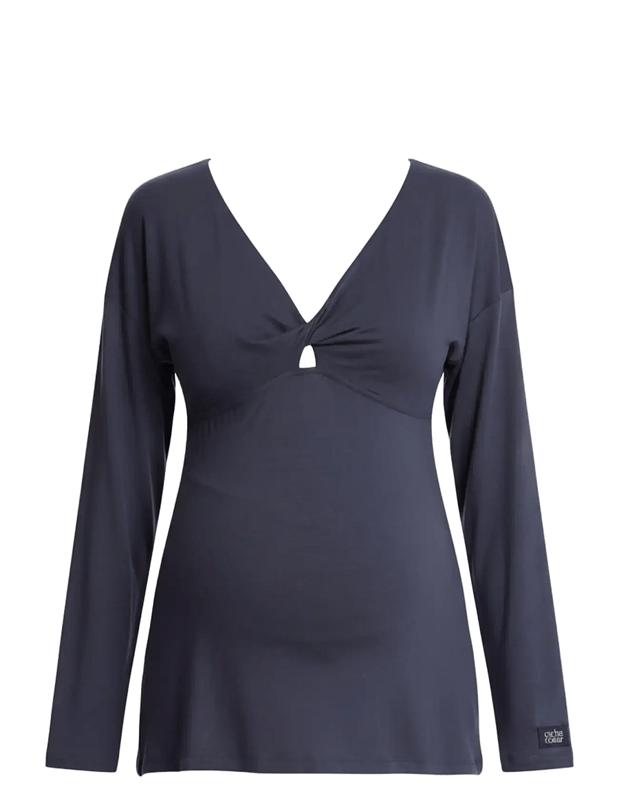 Cache Coeur - Maternity and nursing long sleeves t-shirt Louna - overdele - midnight blue - 1