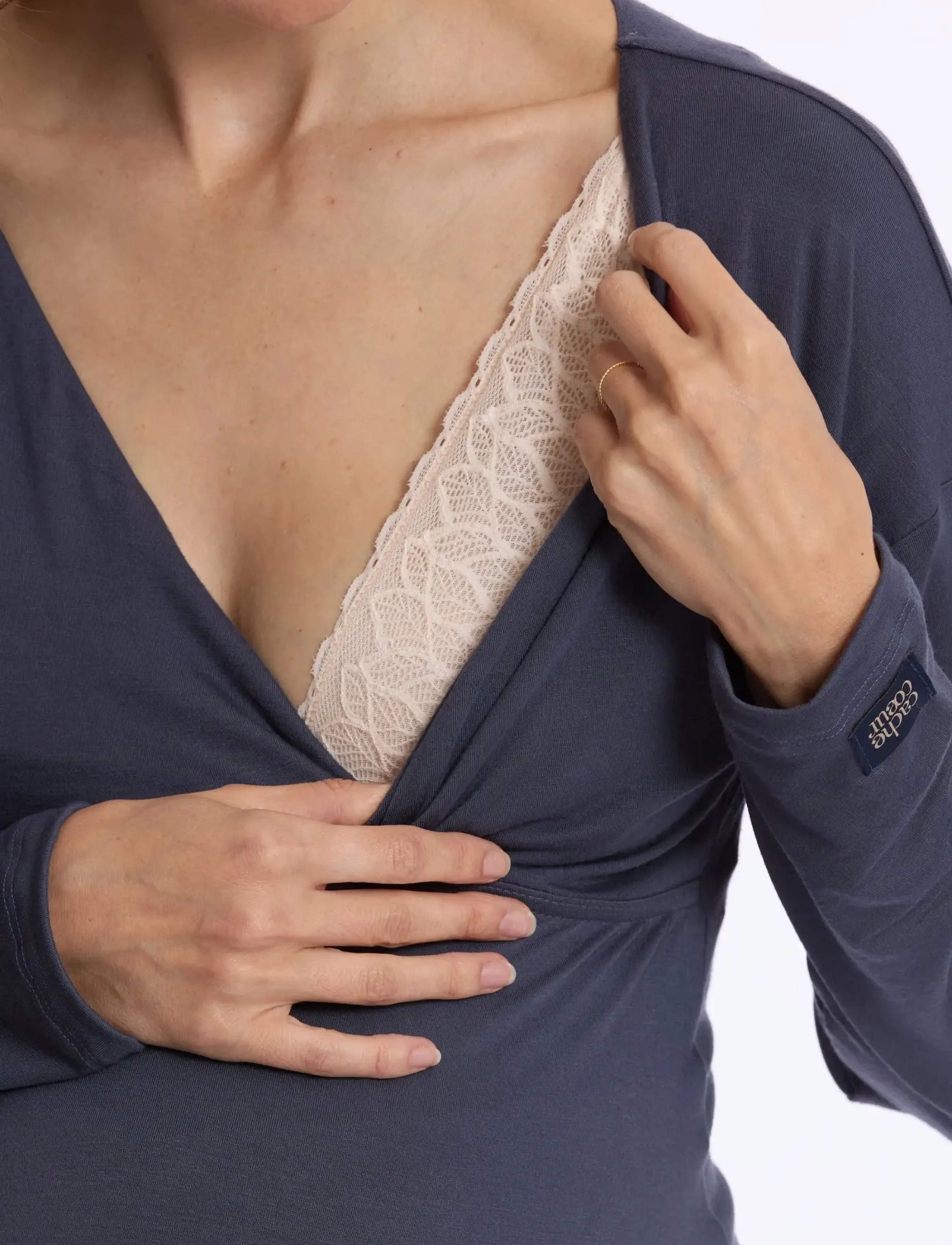 Cache Coeur - Maternity and nursing long sleeves t-shirt Louna - overdele - midnight blue - 4