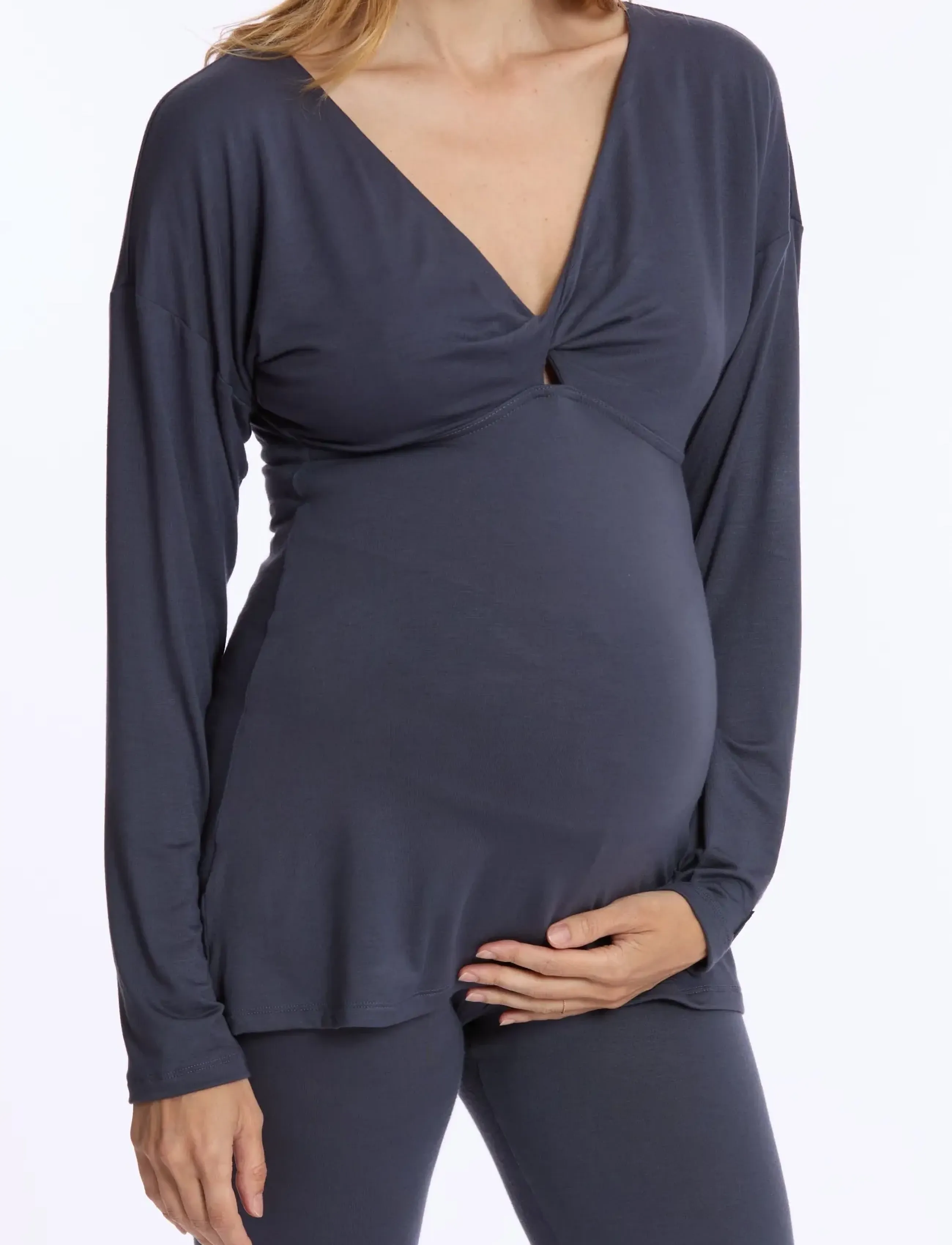 Cache Coeur Maternity And Nursing Long Sleeves T-Shirt Louna, XL, T-shirts & Oberteile, Blau - Long-sleeved, Frauen