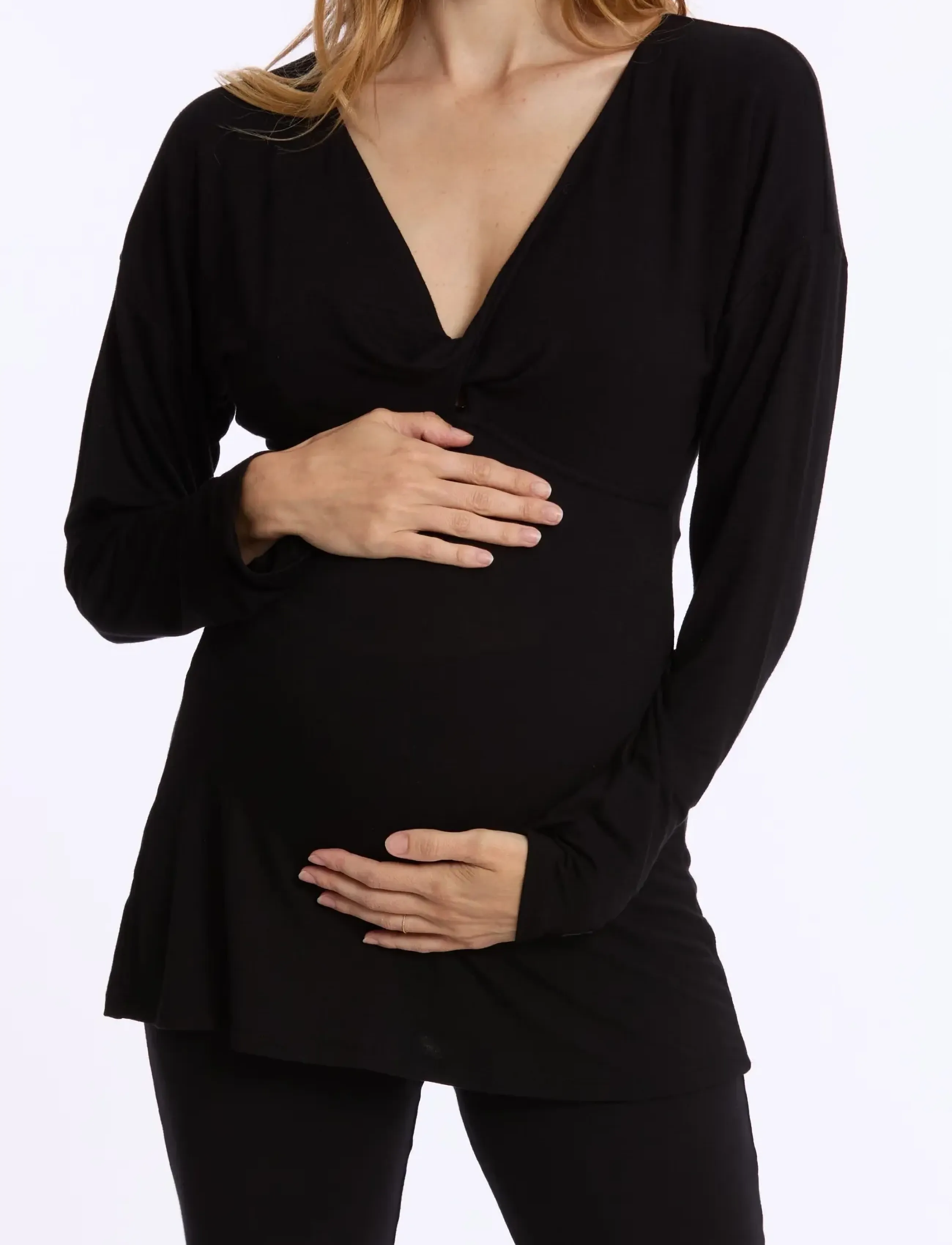 Cache Coeur Maternity And Nursing Long Sleeves T-Shirt Louna, XXL, T-shirts & Oberteile, Schwarz - Long-sleeved, Frauen