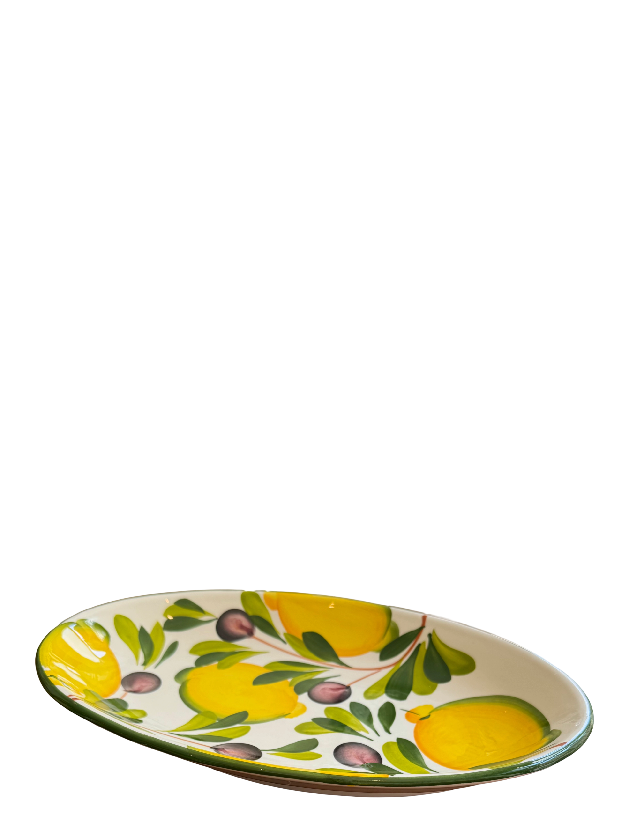 Caja Company Lemon and olive dish oval, medium - Caja Company - WHITE/YELLOW/GREEN/BLACK / yellow