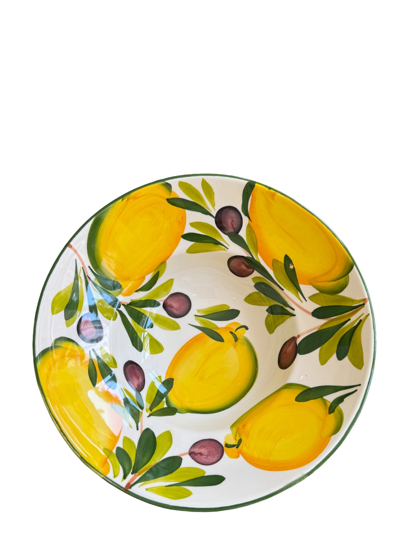 Caja Company Pasta plate/bowl lemon and olives - Tiefe Teller - WHITE/YELLOW/GREEN/BLACK / yellow