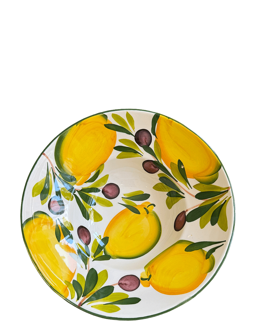 Caja Company - Pasta plate/bowl lemon and olives - nudelteller - white/yellow/green/black - 0