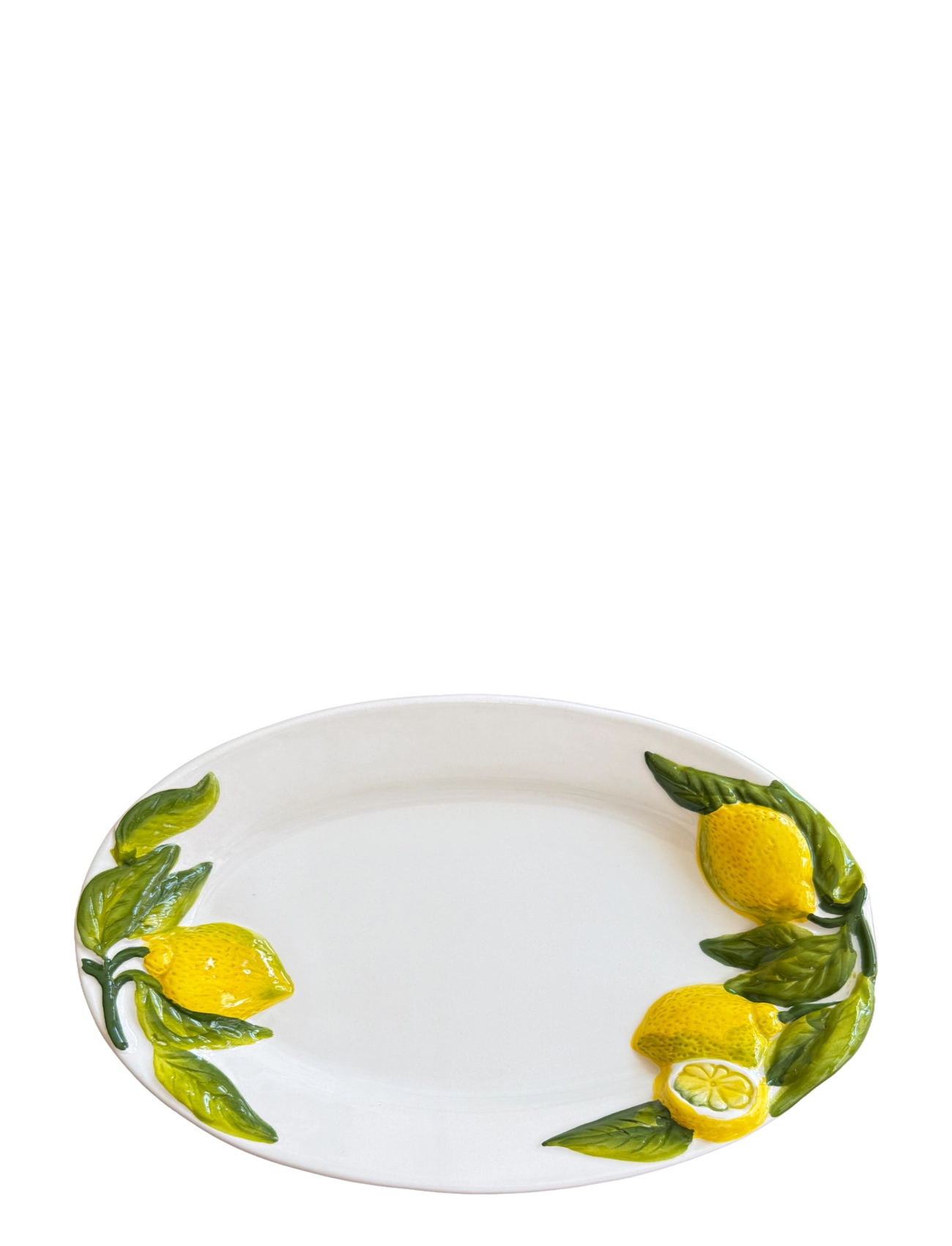 Caja Company Lemon dish, oval medium - Caja Company - WHITE/YELLOW/GREEN / white