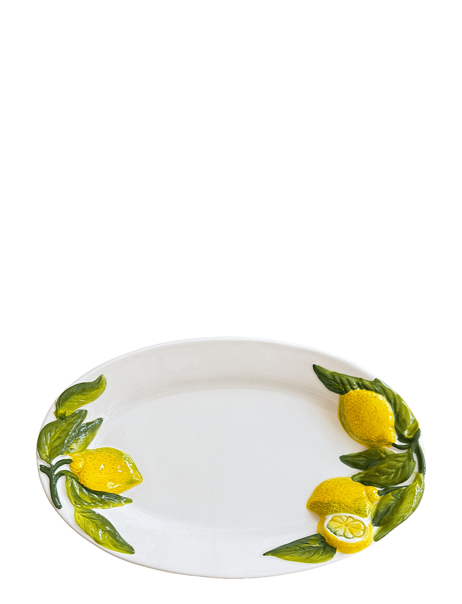 Caja Company - Lemon dish, oval medium - servierplatten - white/yellow/green - 1
