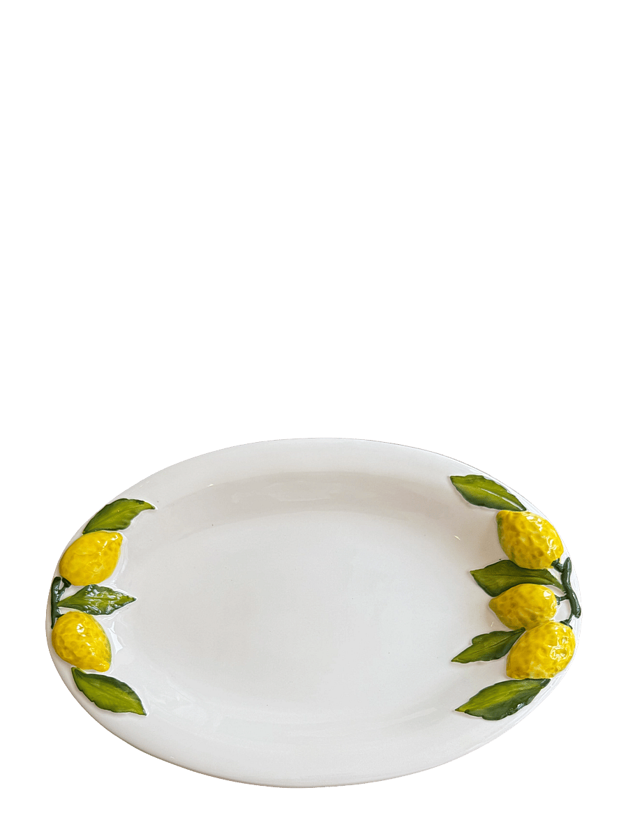 Caja Company - Lemon dish, oval large - servierplatten - white/yellow/green - 1