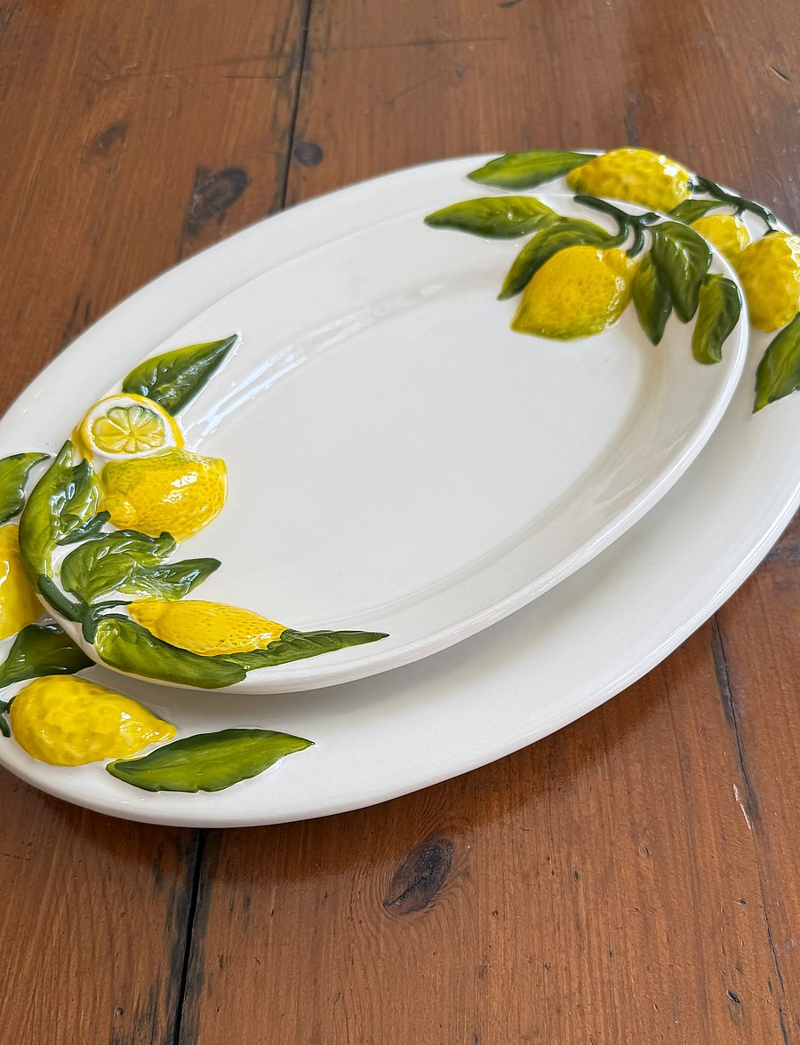Caja Company - Lemon dish, oval large - servierplatten - white/yellow/green - 0