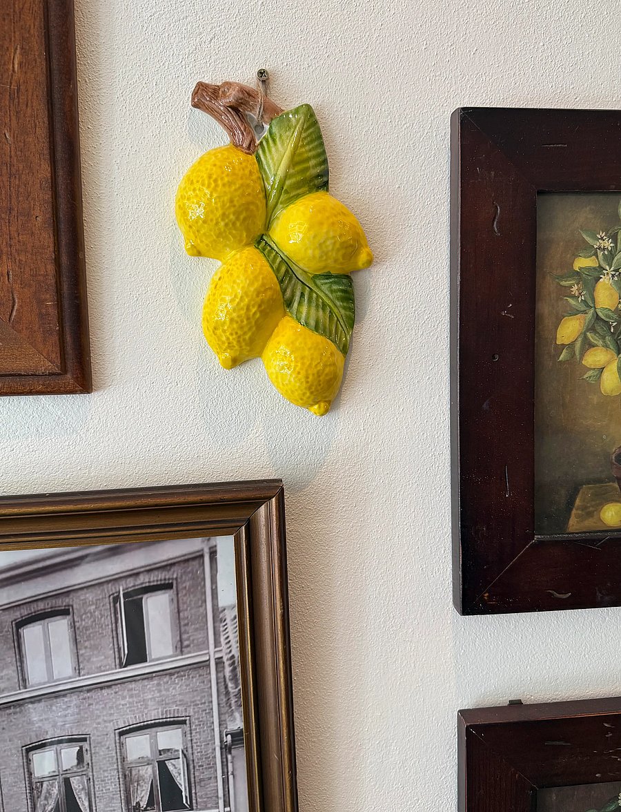 Caja Company - Lemon decoration on branch, for hanging - wand dekoration - yellow/green/braun - 0