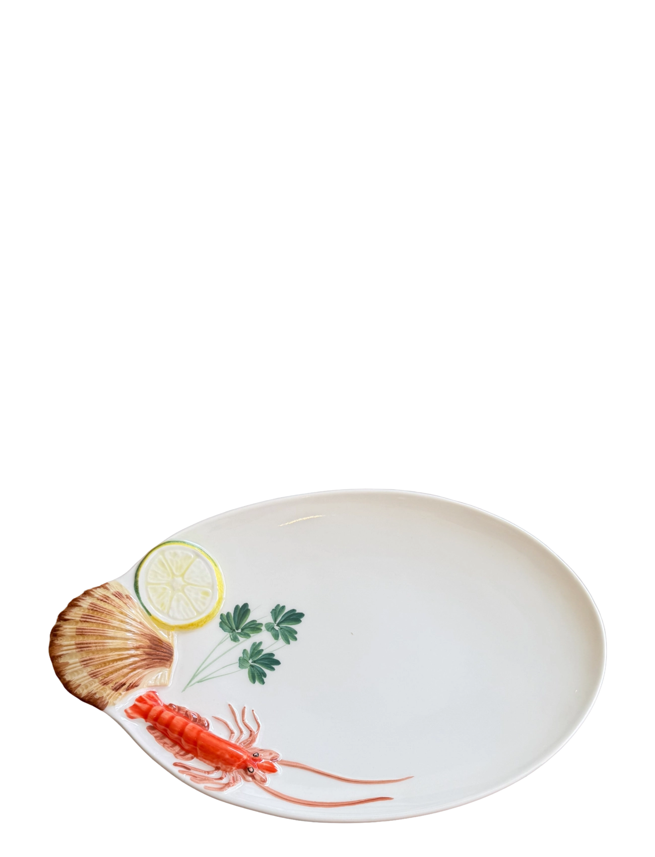 Caja Company Red seafood plate, oval - Caja Company - WHITE/RED/BLACK/BRAUN/GREEN/YELLOW / white