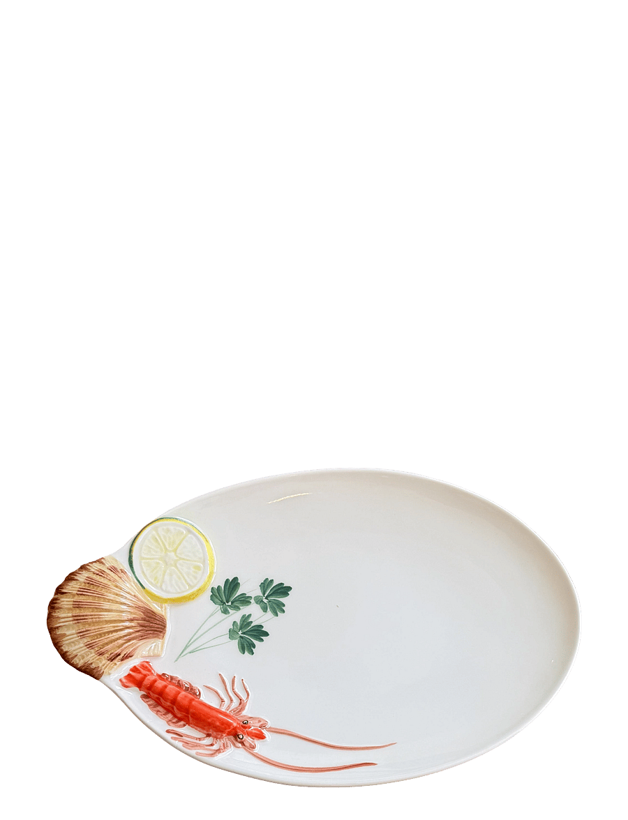 Caja Company - Red seafood plate, oval - speiseteller - white/red/black/braun/green/yellow - 0