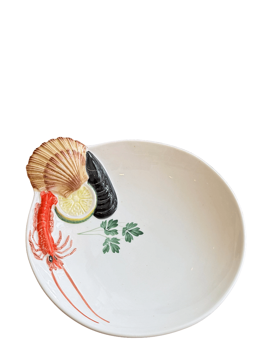 Caja Company - Red seafood plate, round - frühstücksteller - white/red/black/braun/green/yellow - 0
