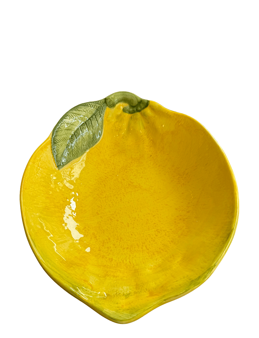 Caja Company - Lemon bowl/dish, oval small - servierschalen - yellow/green/white - 0
