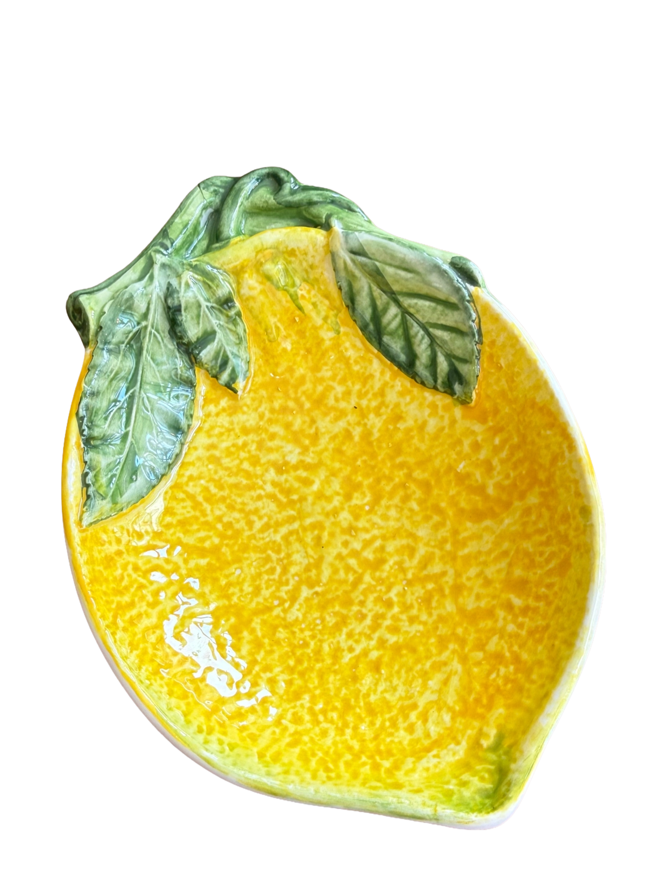 Caja Company Lemon bowl/dish, oval medium - Caja Company - YELLOW/GREEN/WHITE / yellow