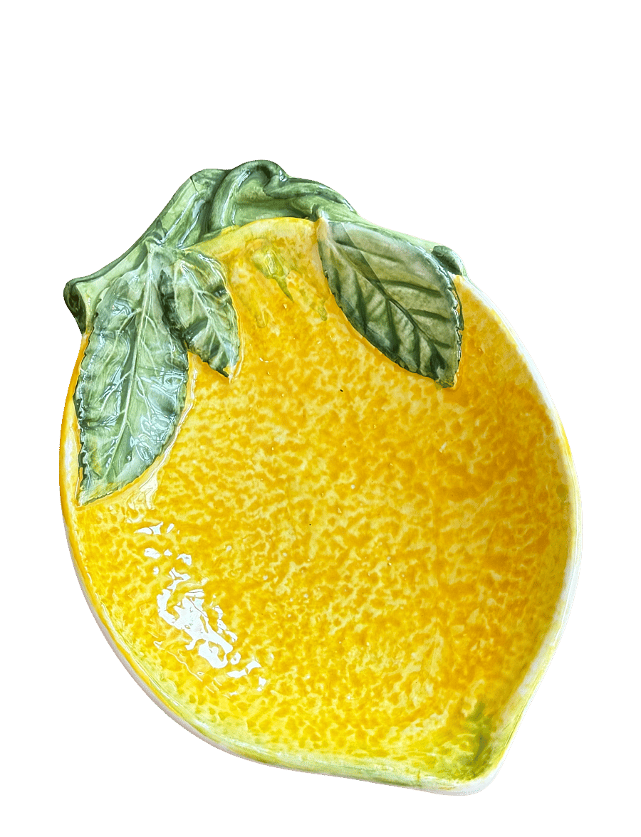 Caja Company - Lemon bowl/dish, oval medium - servierschalen - yellow/green/white - 0