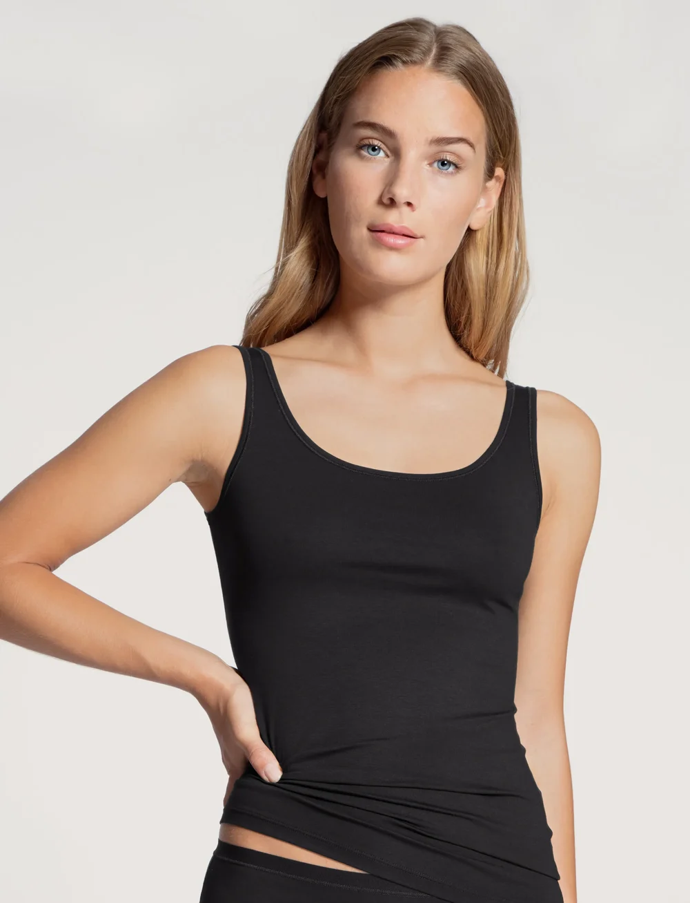 Calida - Natural Comfort Tank top - tanktops - black - 0