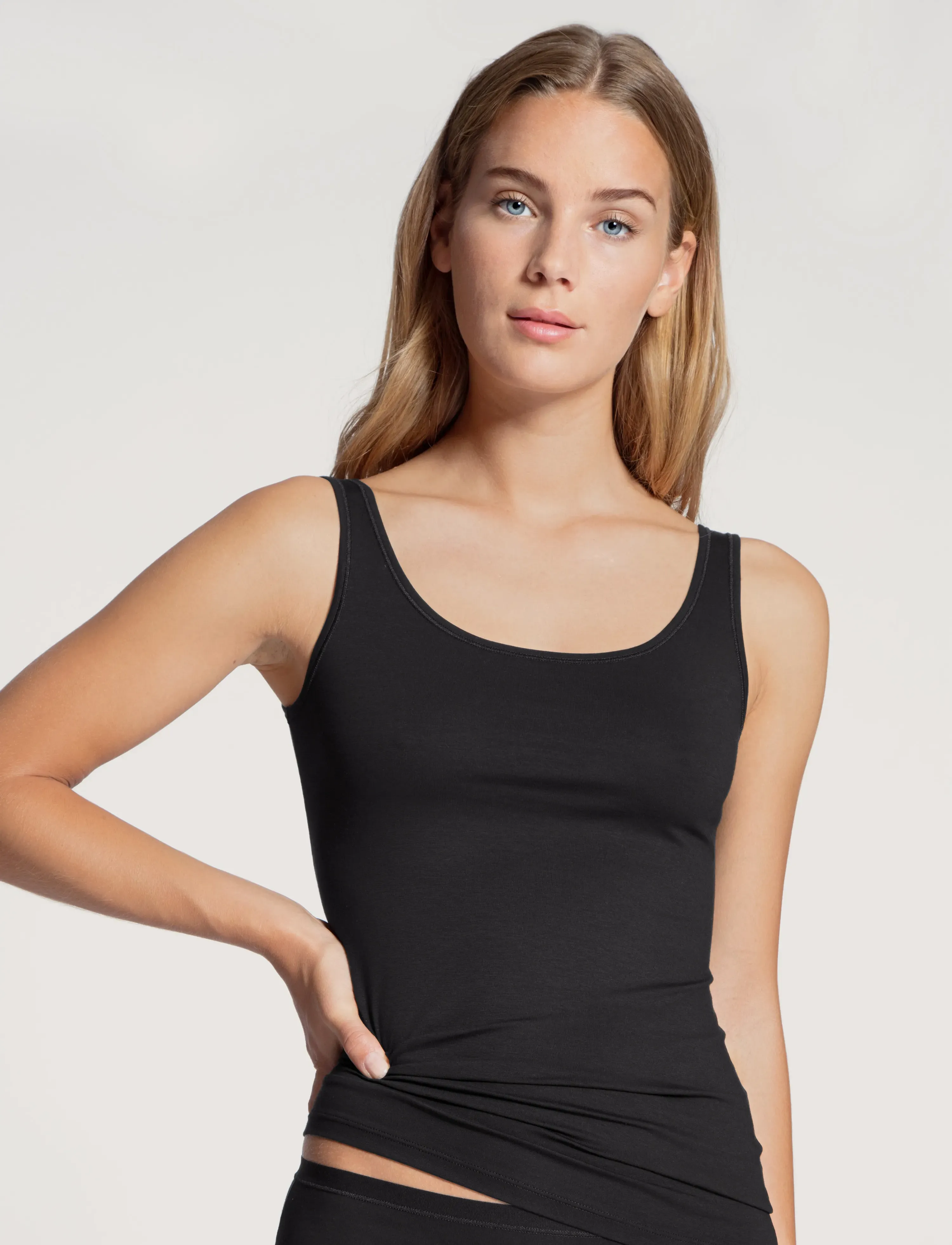 Calida Natural Comfort Tank top - Tøj - BLACK / black