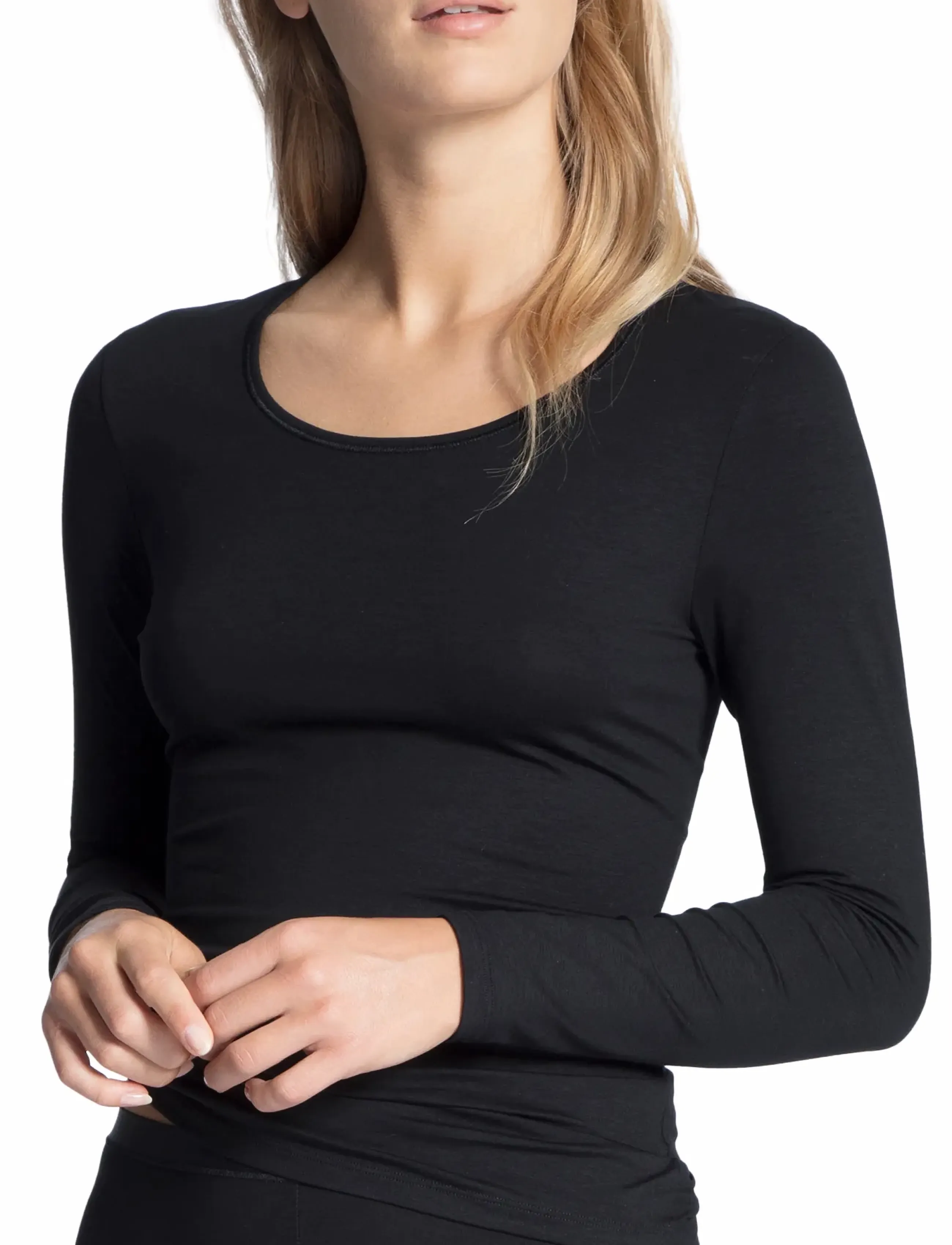 Calida Natural Comfort Top Long-Sleeve, XS, T-shirts & Oberteile, Schwarz - Long-sleeved, Frauen