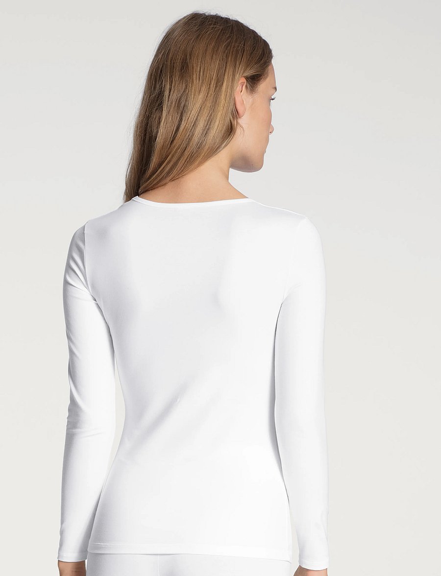 Calida - Natural Comfort Top long-sleeve - langärmlige tops - white - 3