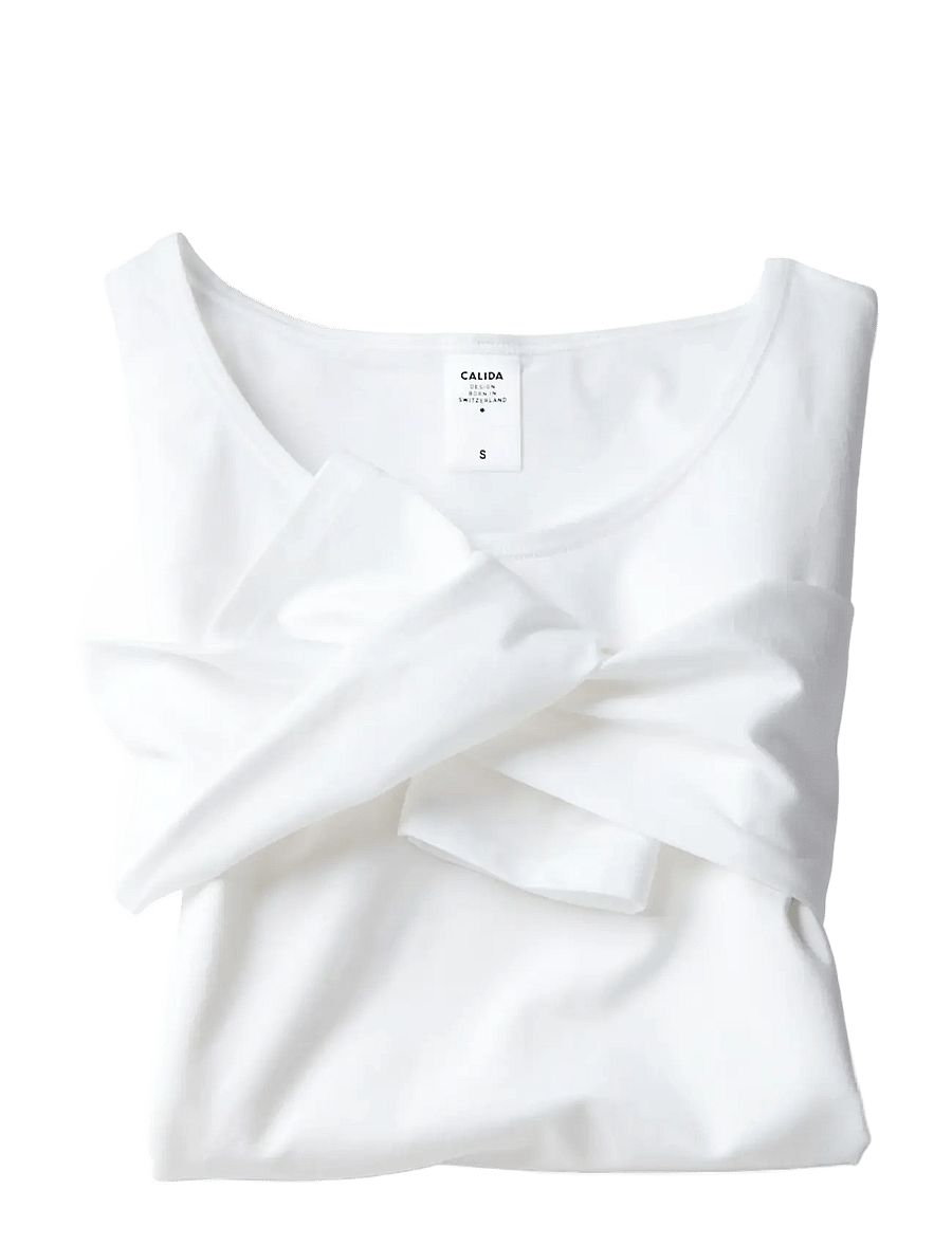 Calida - Natural Comfort Top long-sleeve - langærmede toppe - white - 3