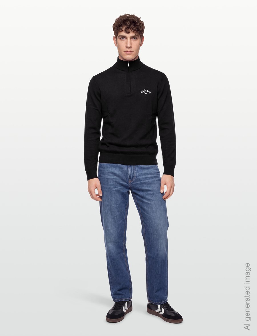 Callaway - 1/4 BLENDED MERINO ODYSSEY SWEATER - fleeces & midlayers - black ink - 0