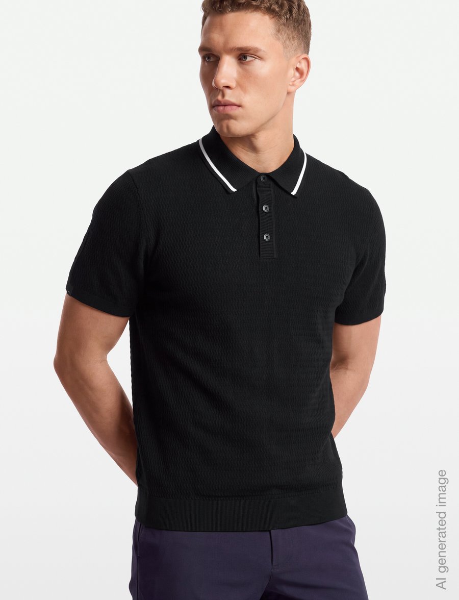 Callaway - TEXTURED SWEATER POLO - palaidinės ir marškinėliai - caviar - 3